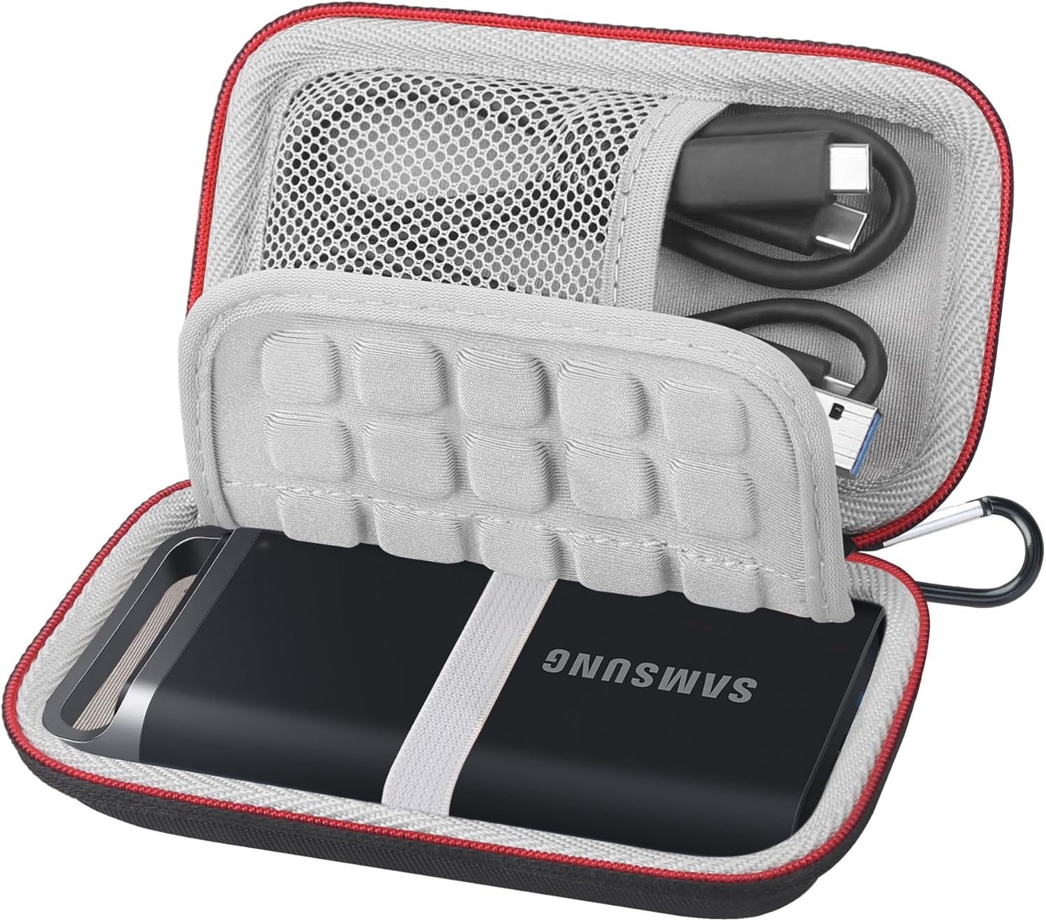 Lacdo Hard Carrying Case for Samsung T5 EVO Portable SSD 2TB 4TB 8TB USB 3.2 Gen 1 External Solid State Drive Hard EVA Shockproof Water-Resistant Protective Storage Travel Bag, Black image number 1