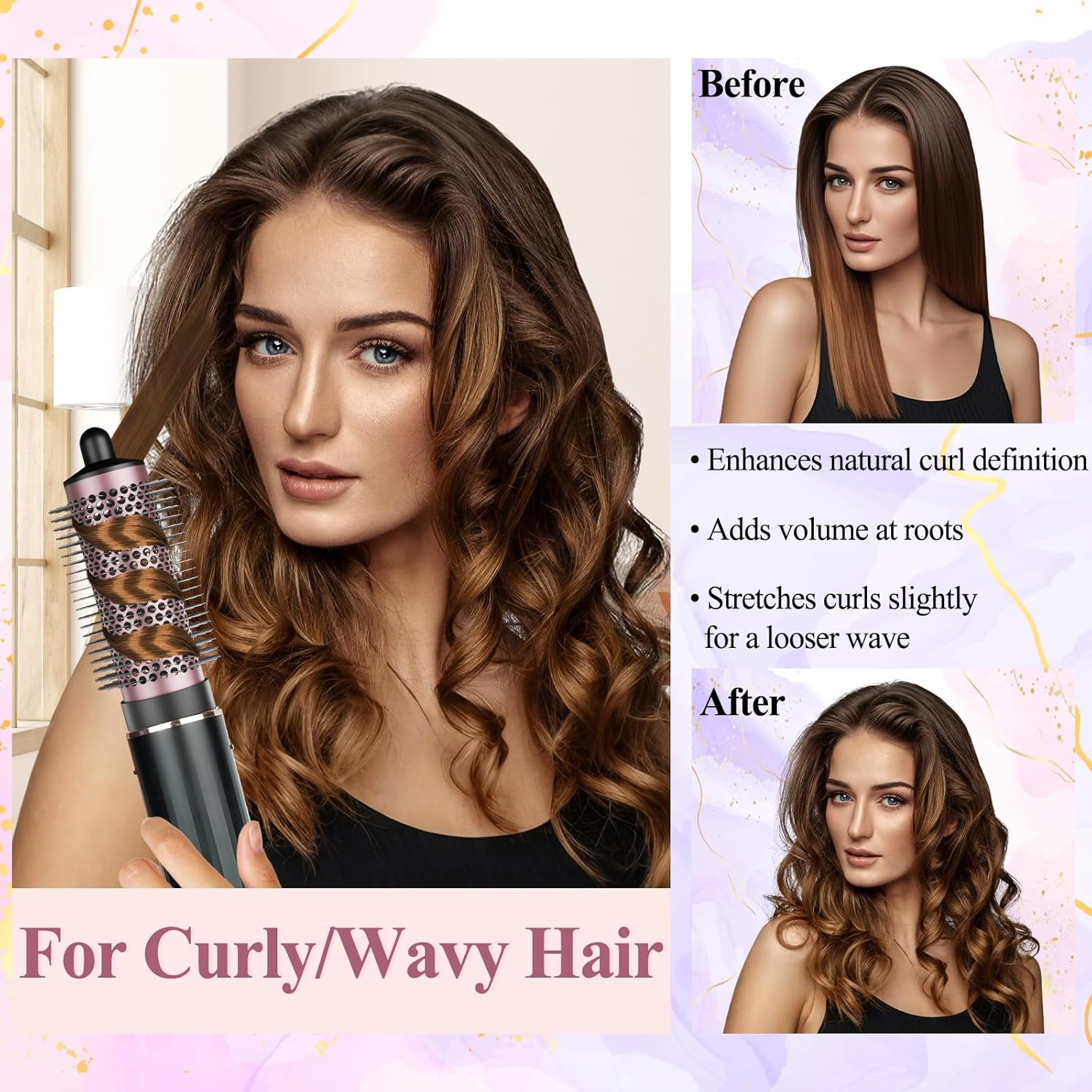 AFDD round Volumizing Brush for Shark Flexstyle Attachment, Normal round Brush Compatible with Flexstyle HD400 Series, Fine Limp Flat Hair Volumizer Attachment Tool for Daily Styling