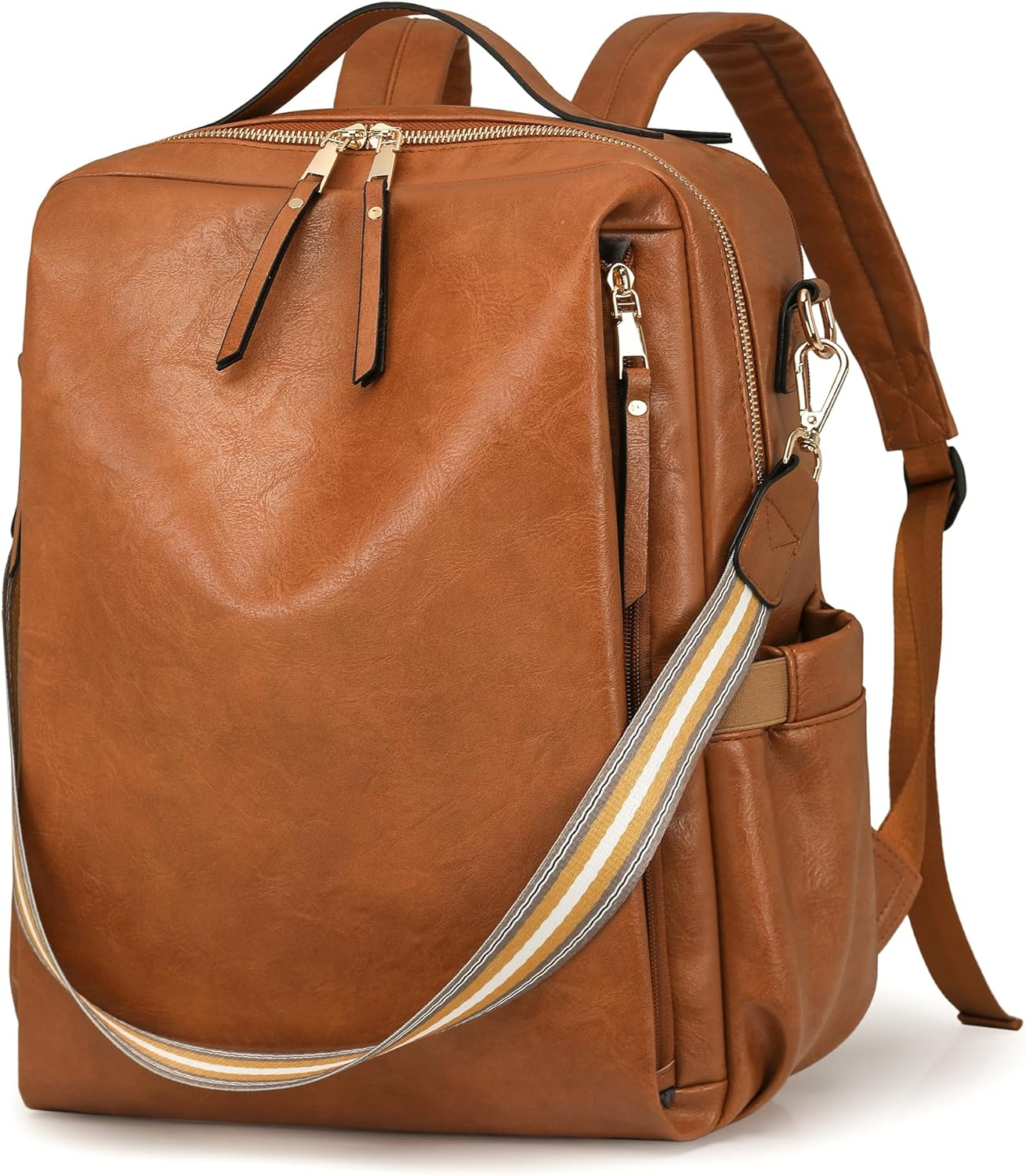 Dora & Liz Laptop Backpack for Women, Leather Travel Backpack with 15.6 Inch Laptop Compartment, College Work Computer Bag