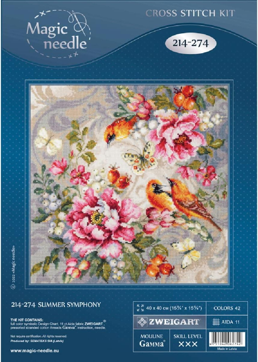 214-274 ZW Summer Symphony Counted Cross Stitch Kit Zweigart Edition Cotton White 40 X 40 Cm image number 1