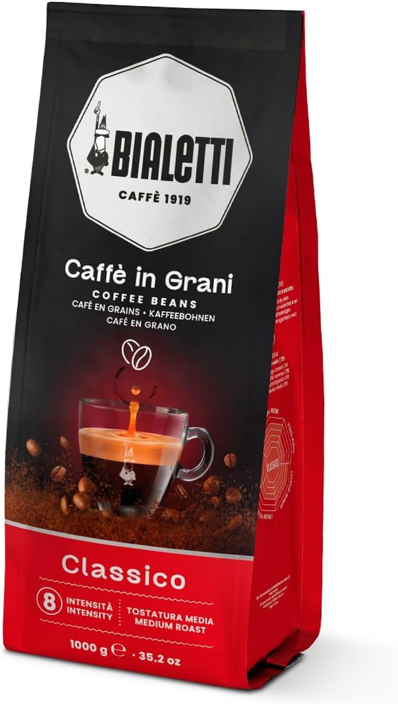 Bialetti - Coffee Beans Esperto Grani, Intenso Flavour, Dark Roast and Full Bodied, Intensity 9, 1Kg