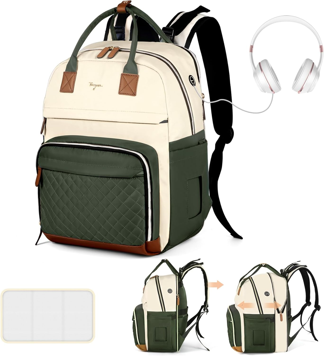 Extra Large Diaper Bag Backpack, Diaper Bag for 2 Kids, Twin Diaper Bag 25-37L Expandable