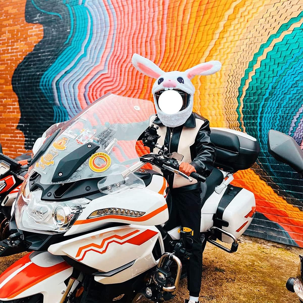 Helmet Plush Cover, Motorcycle Helmet Cover Furry Motorbike Helmet Covers Fluffy Helmet Cover Protection Cover for Universal Plush Animal Helmet Covers Christmas image number 3