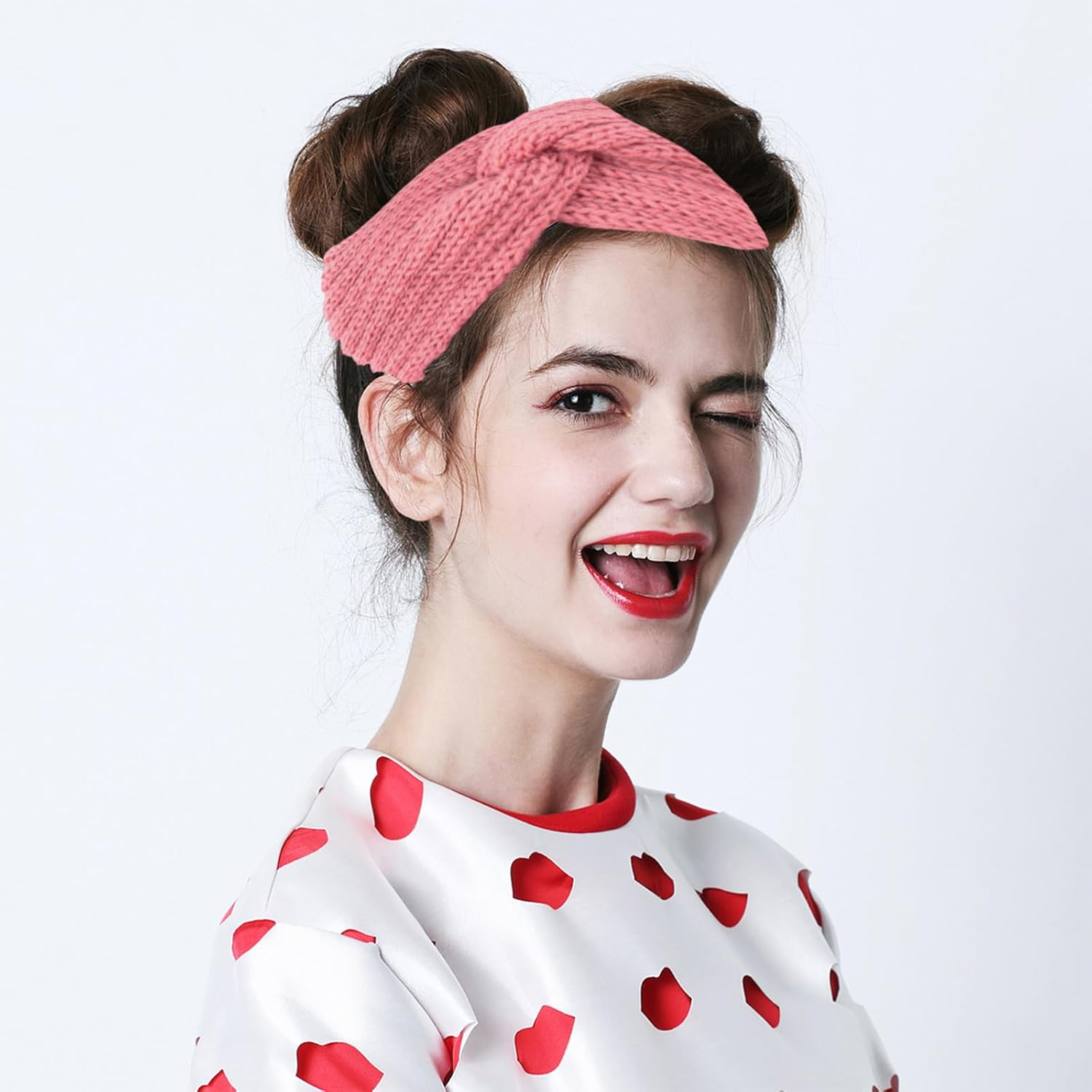 Pack of 3 Women'S Winter Headbands, Girls, Hair Band, Girls' Elastic Crochet Fleece, Warm Headband for Outdoor Sports (Black, Pink, Beige)