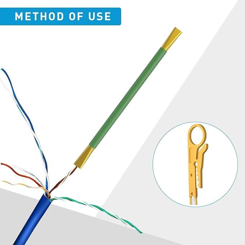 RJ45 All-In-One Crimp and Termination Toolcrimp Tool, 50 Pcs CAT6 Pass through Connectors and 50Pcs RJ45 Cat6 Protection Covers, 1 Network Wire Strippers (Blue-Green) - Blue-Green image number 4