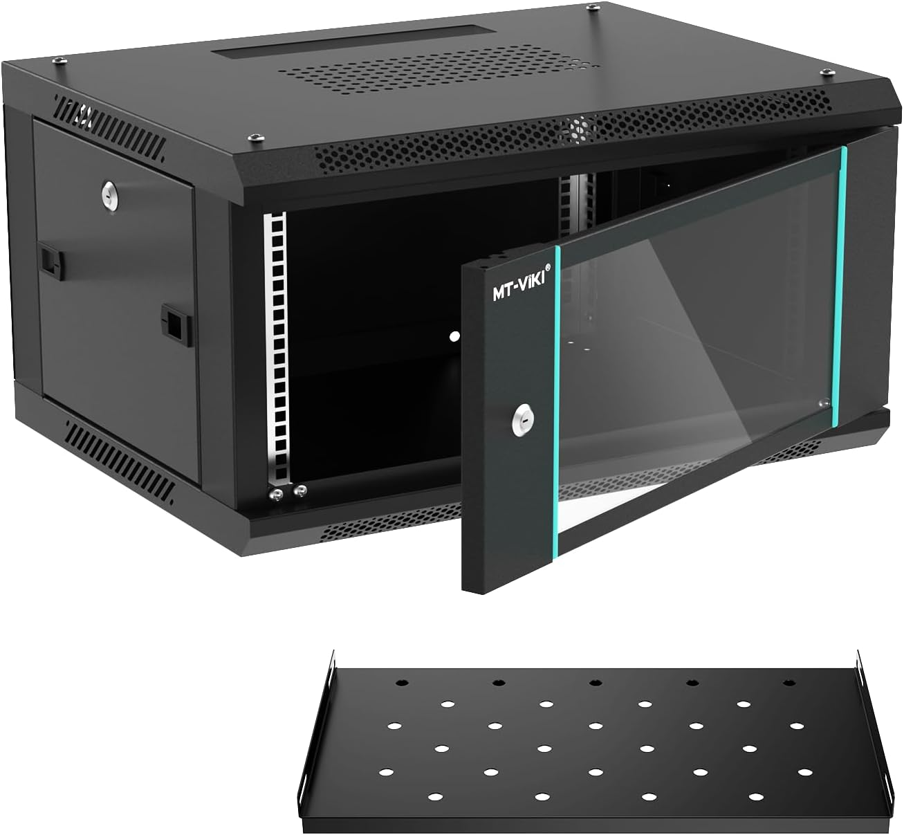 MT-VIKI 6U Wall Mount Server Cabinet Network Rack Vented Enclosure, 0.8Mm Thick, 17.7'' Deep (450Mm), for 19'' IT Equipment, Included 1Pcs 10'' Depth Rack Shelf image number 3