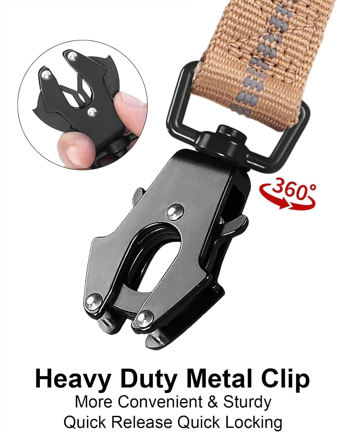 Heavy-Duty Dog Leash, 4-6 Feet Shock-Absorbing Tactical Dog Leash, Advanced Simple Metal Clips and No Traction Reflective Leash, Suitable for Middle-Sized and Large Dogs (Hyena Brown). - Black image number 5