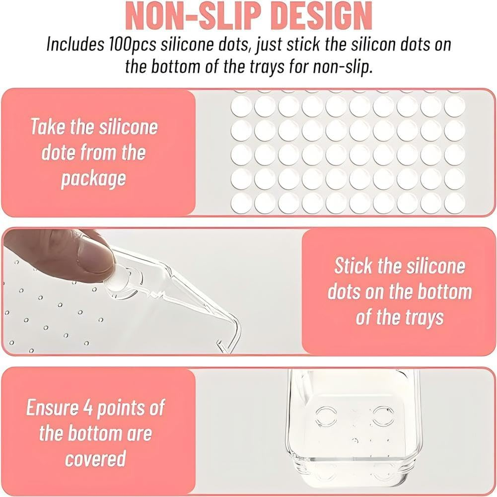 Clear Drawer Organizers 10Pcs,Plastic Versatile Bathroom and Vanity Drawer Organizer Trays,Tool Drawer Organizers Storage Bins for Makeup,Bedroom,Kitchen Gadgets Utensils and Office (10)