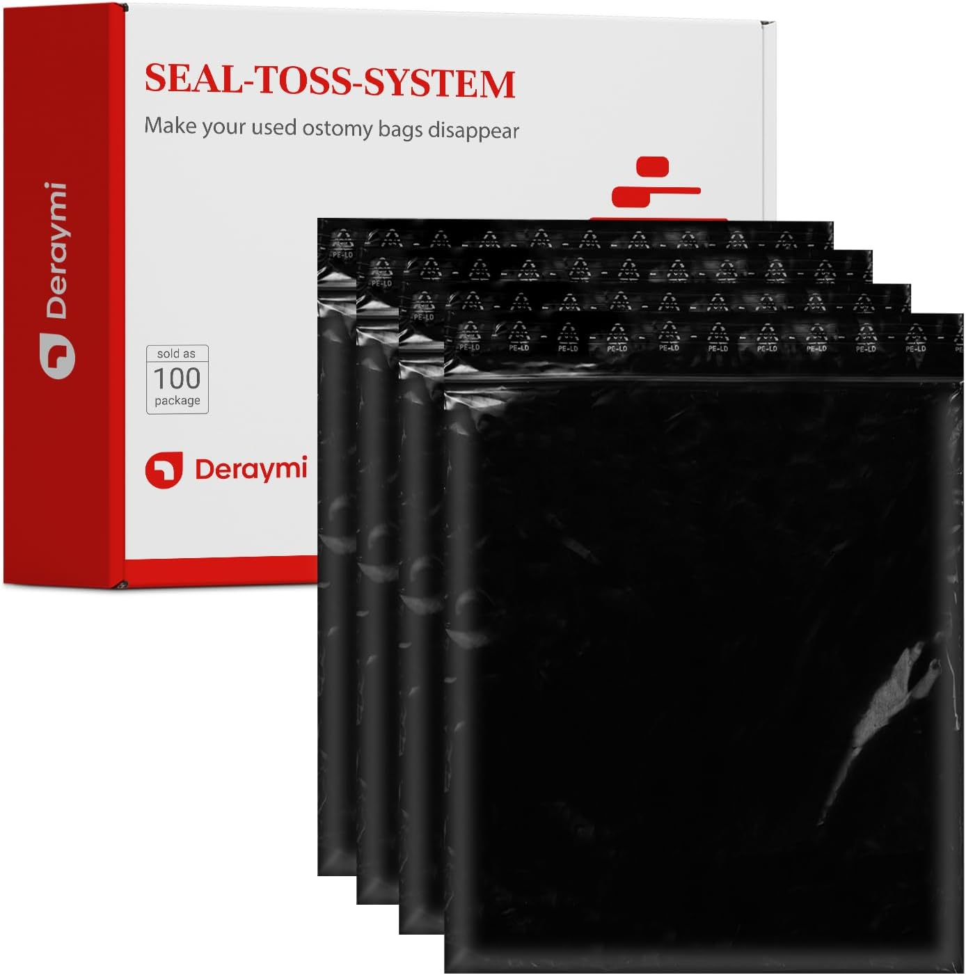 100 Pcs Ostomy Pouch Disposable Bags 11X15.7 Inches, Zip Seal Closure, High Sealing to Lock Out Odors, Ostomy Waste Disposal Bags for Colostomy Waste Bags Nappies Incontinence Pads