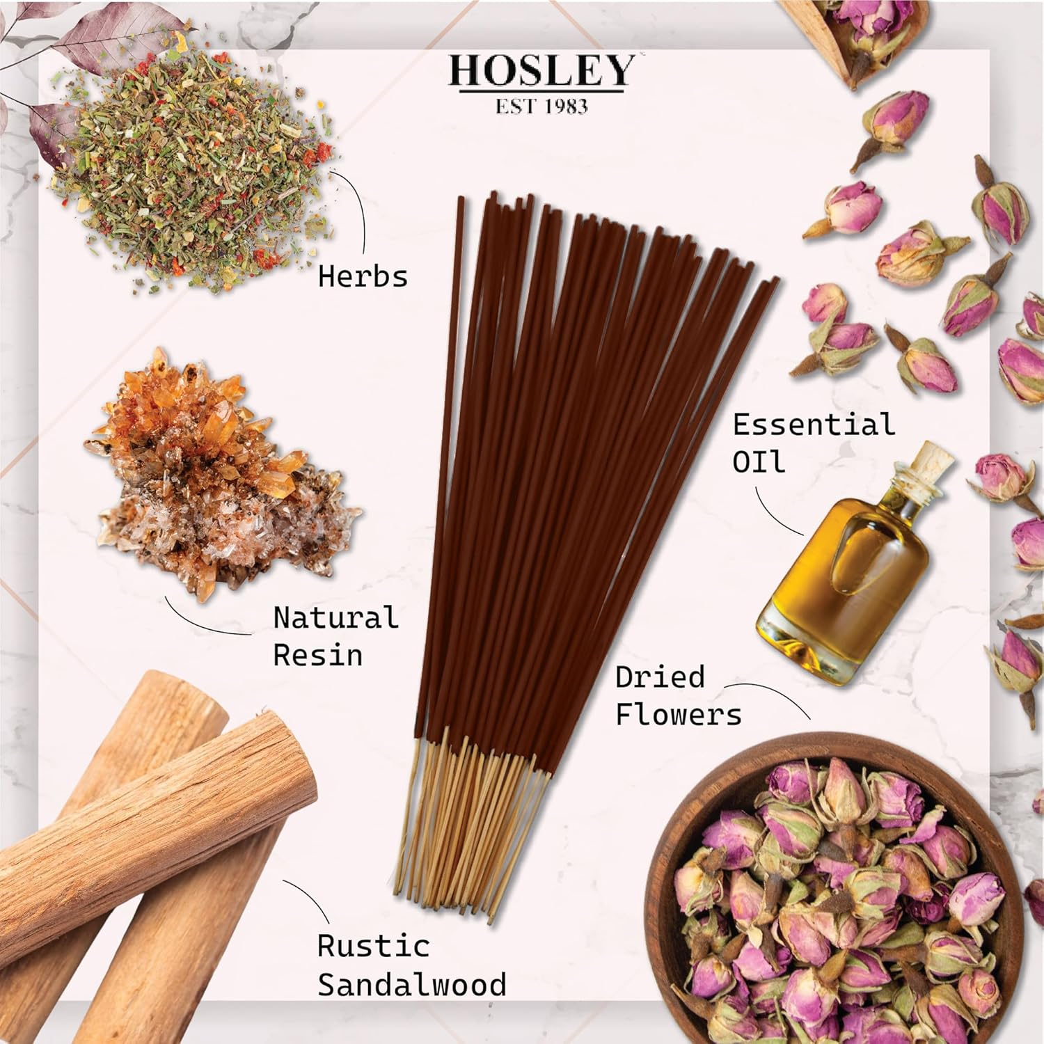 Hosley 240 Pack of Rustic Sandalwood Fragrance Incense Stick Infused with Essential Oils Wedding, Events, Aromatherapy, Spa, Reiki, Meditation, Bathroom Settings image number 2