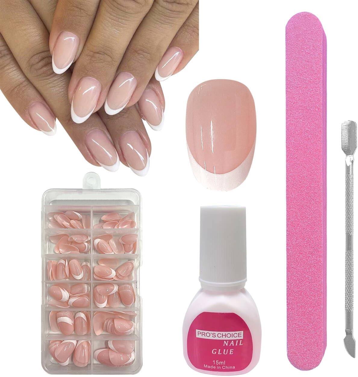 ZAHRVIA Press on Nails, Jelly Pink Short Square False Nail Glossy-120 Pcs Fake Nails French Tip Glue on Nail Art Manicure (Square Short Round)