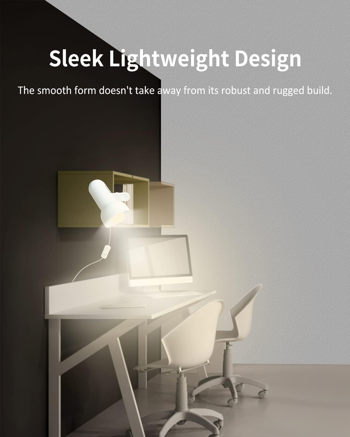 Milpoel Clip on Reading Light, Desk Lamp, E27 Bulb Holder, Clamp Lamp for Reading in Bed or Deep Focus, Sleek Lightweight Design Perfect Bed Light for Reading - Black image number 7