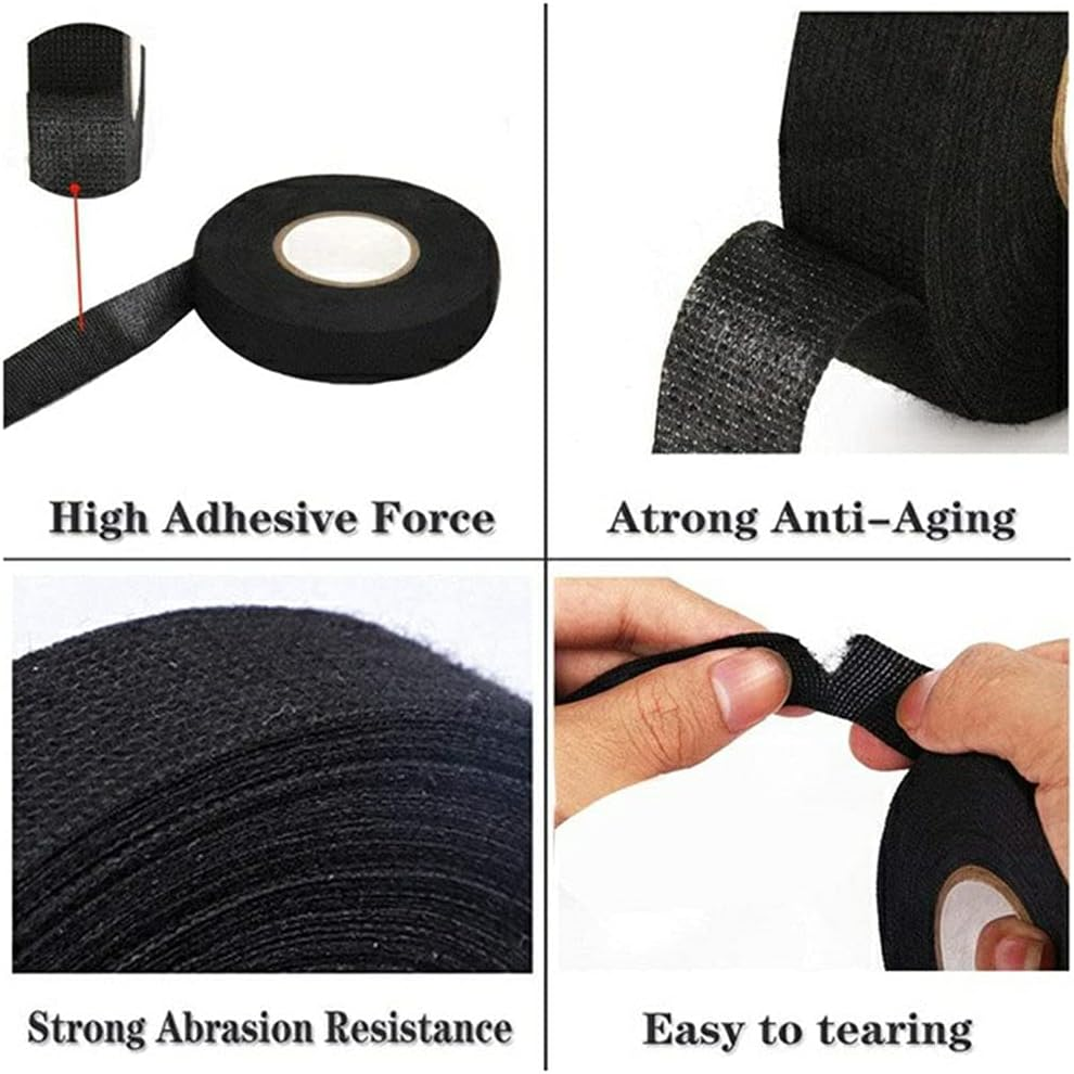 3Pcs 15M Heat-Resistant Flame Retardant Tape Adhesive Cloth Tape for Car Harness Wiring Loom Protection for Automotive Cable Tap image number 3
