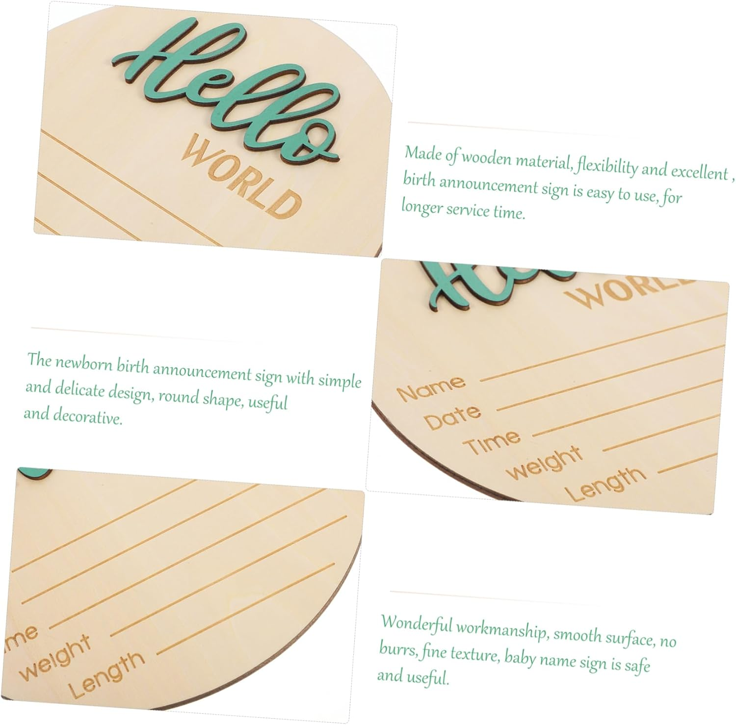 Wooden Baby Announcement round Sign Birth Announcement Name Sign for Newborn Newborn Photography Prop for Infant image number 6
