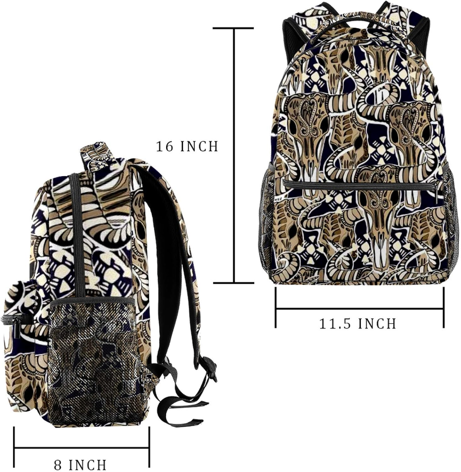 Students Backpack Buffalo Skulls Casual Backpack for Girls and Boys Bookbag School Bag Travel Daypack image number 1