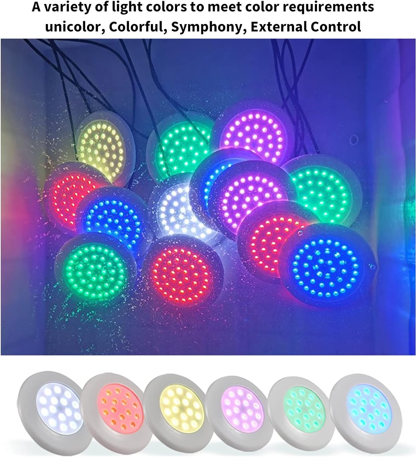 MENDUNER Underwater Pond Lights, Underwater Lights for Fountains, 7 W LED Pool Light, IP68 RGB Full Adhesive, Colourful Adjustable Landscape Lamp for Pond Fountains image number 6