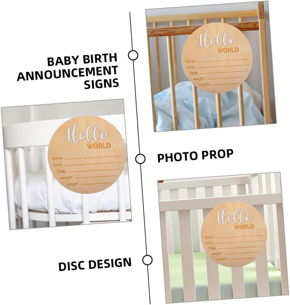 2 Pcs Name Signs Newborn Birth Announcement Signs for Hospital Wooden Material Simple to Use Durable and Chic Design for Recording Information image number 3