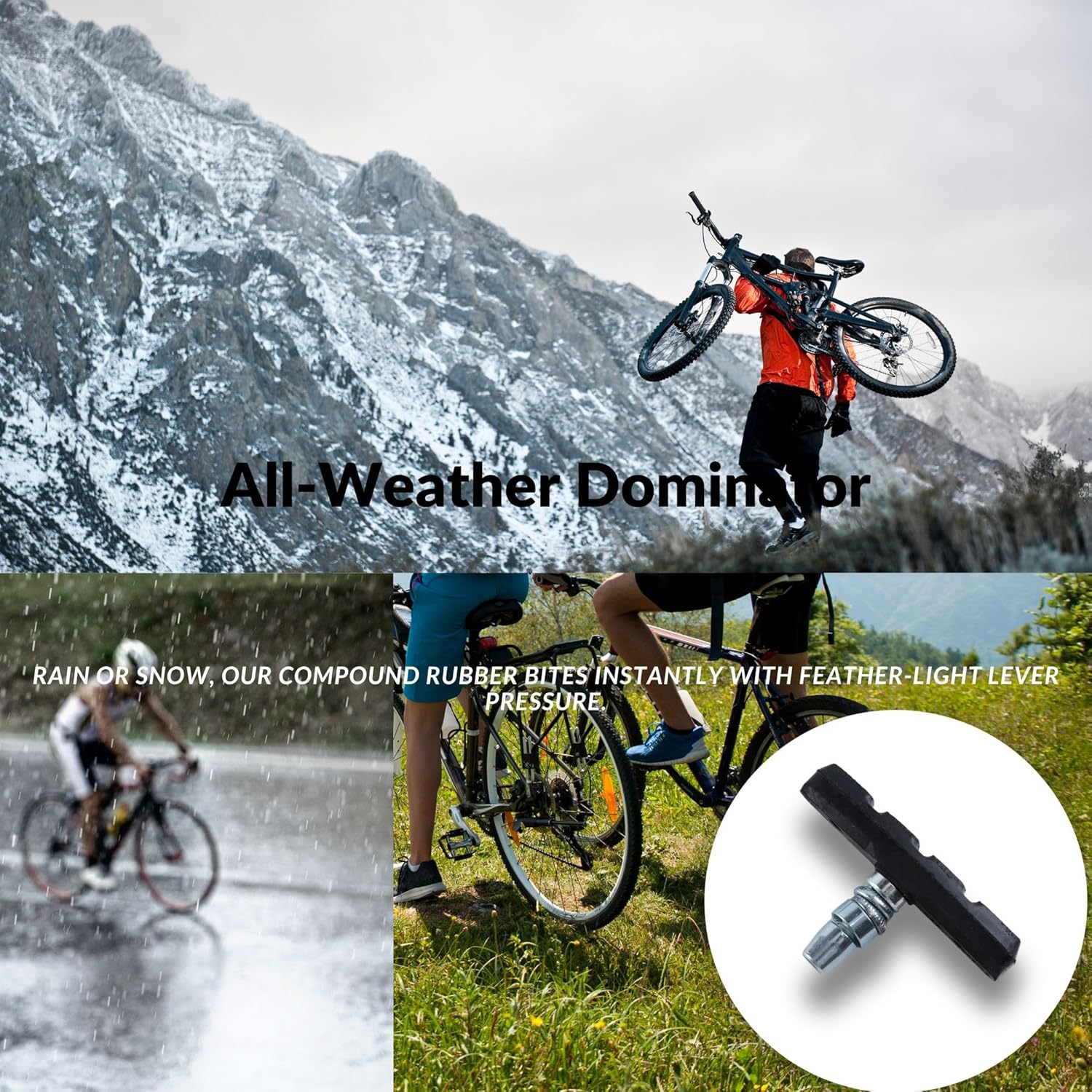 Bike Brake Pads, Powerful Noiseless V Brake Pads for Mountain Bikes, Compatible with Shimano, Tektro, Mongoose, No Skid Long-Lasting Mountain Bike Parts image number 5