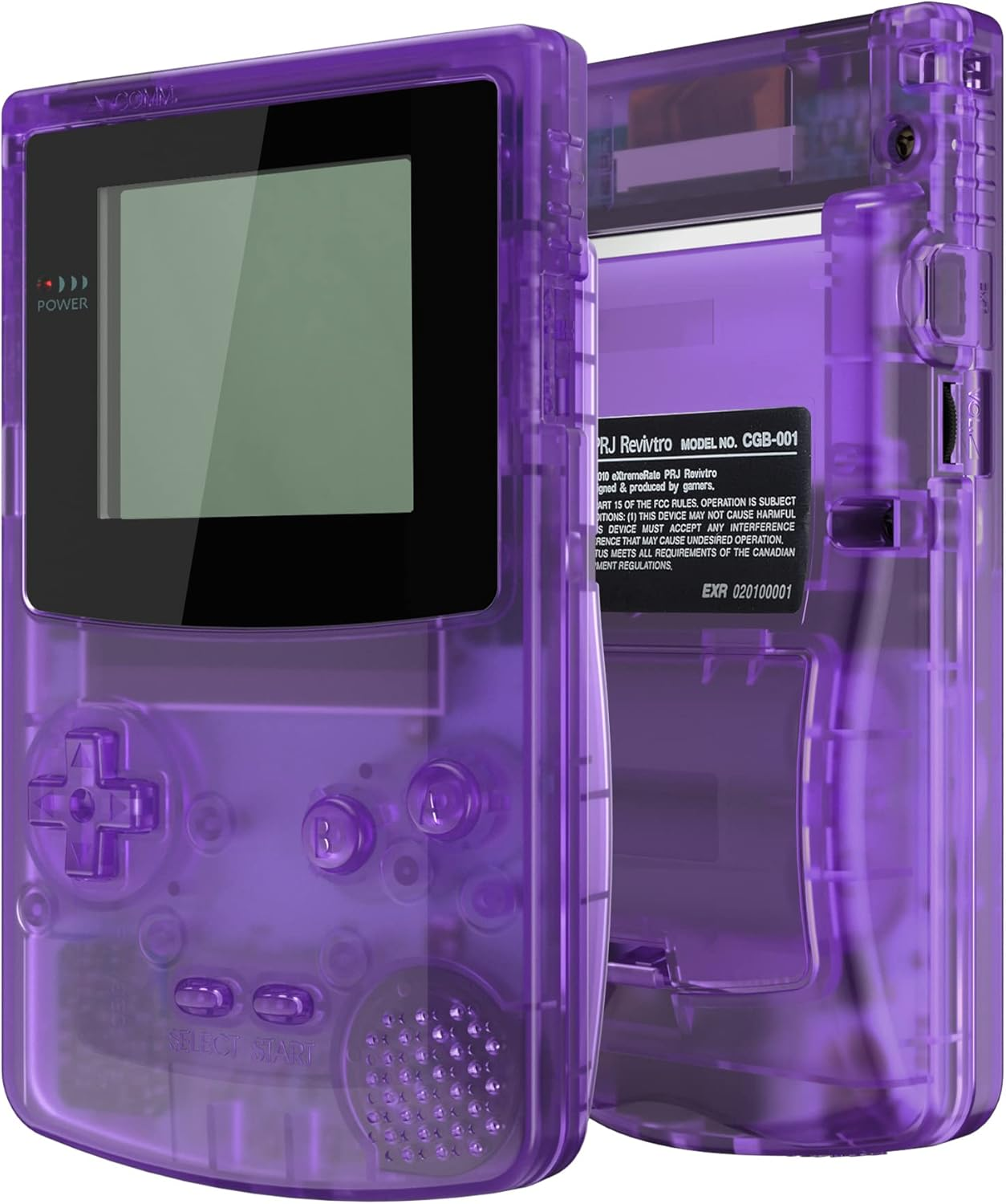 IPS Ready Upgraded Extremerate Clear Atomic Purple Replacement Shell Full Housing Cover Buttons for Gameboy Color &ndash; Fit for GBC OSD IPS & Regular IPS & Standard LCD &ndash; Console & IPS Screen NOT Included