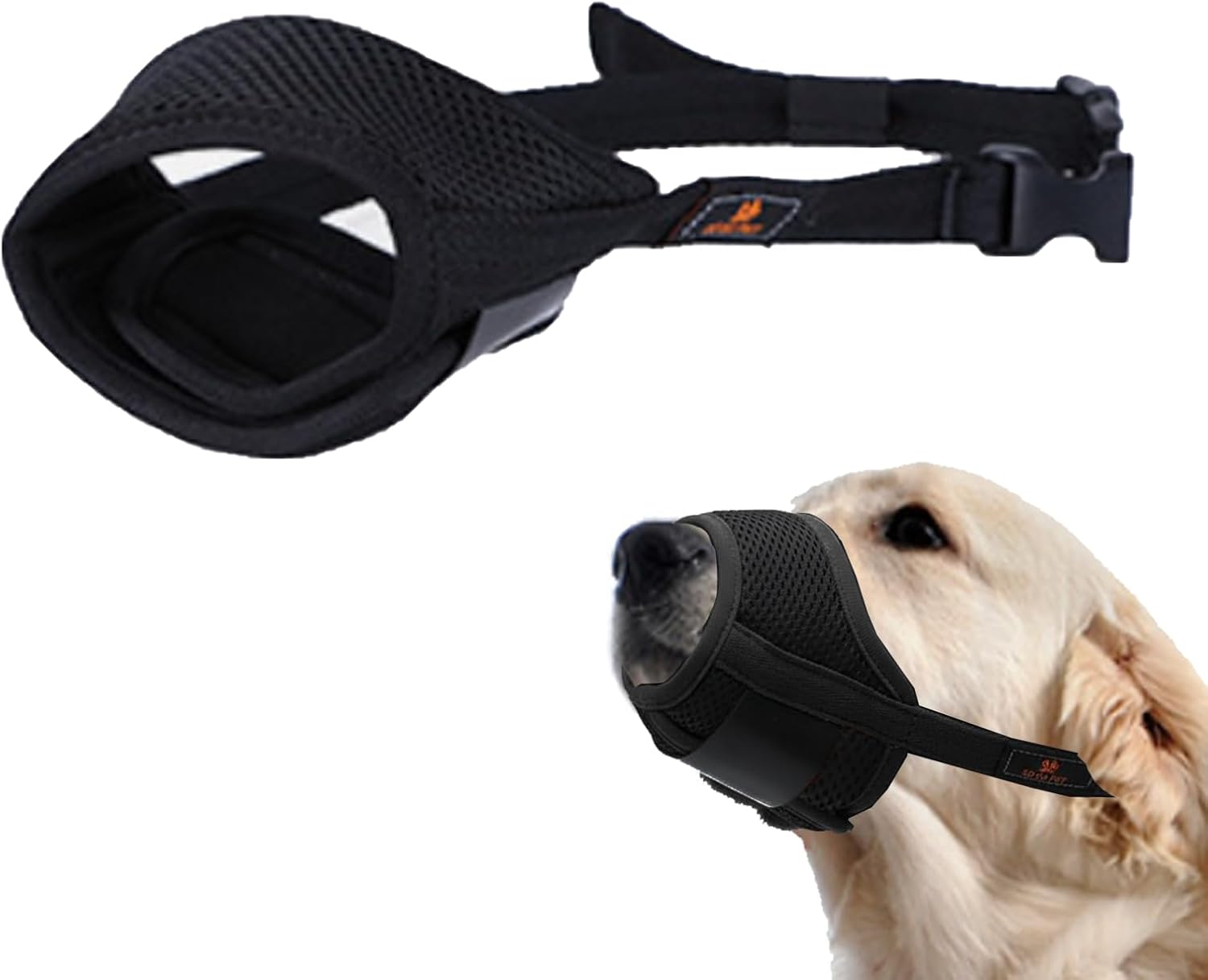 Dog Muzzle- Breathable Soft Mesh Muzzle for Medium Dogs Adjustable Strap,Secure Soft Pad & Comfortable Muzzle anti Biting Barking and Chewing for Grooming,Training,Walking (M Size,Black) image number 3