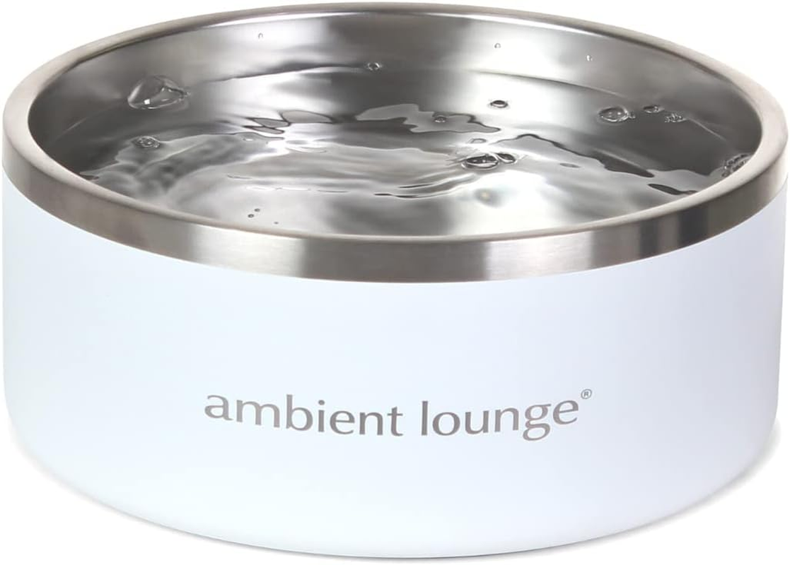 Ambient Lounge 2L Stainless Steel Dog Bowl - Rust-Resistant, Dishwasher Safe, Non-Slip Base (Black)