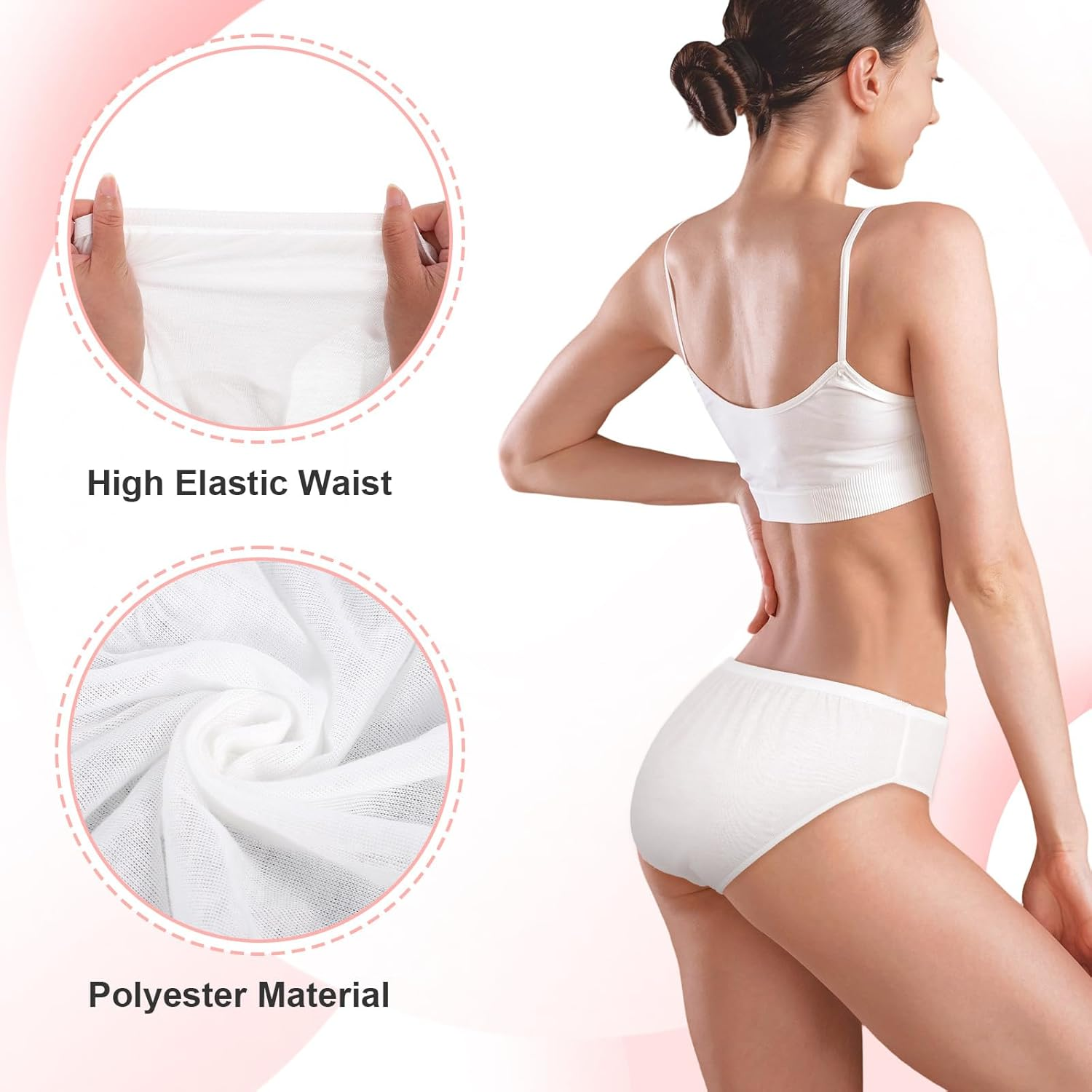 40 Pack Women'S Disposable Underwear Polyester Cotton Ladies Briefs Panties Women for Travel Hospital Postpartum (XL Size) White image number 3