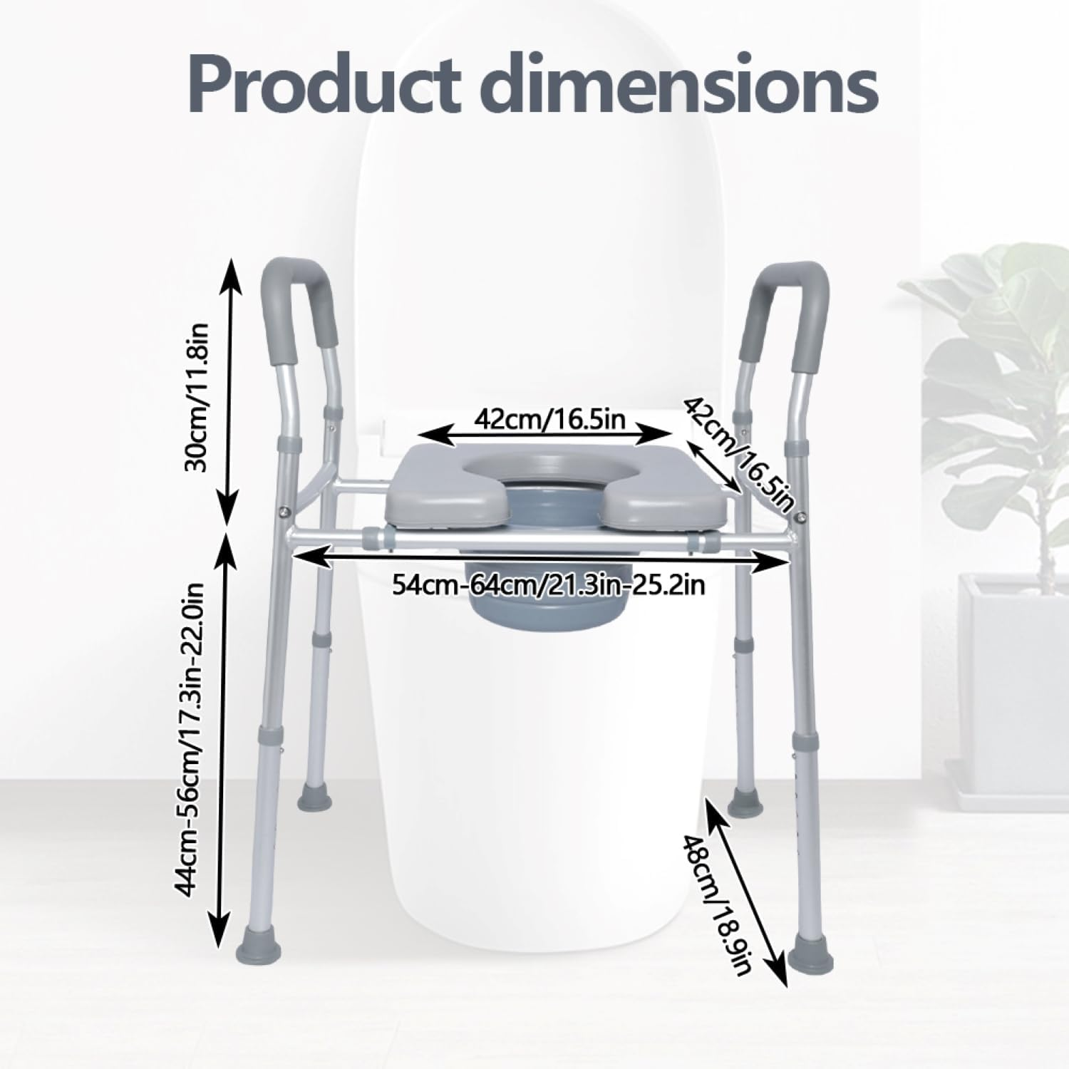 Toilet Seat Riser for Seniors with Adjustable,With Toilet Seat Handles and Storage Pouch Bedpan,Handicap Elevated Toilet Seat for Elderly and Most Toilet ﻿ image number 1