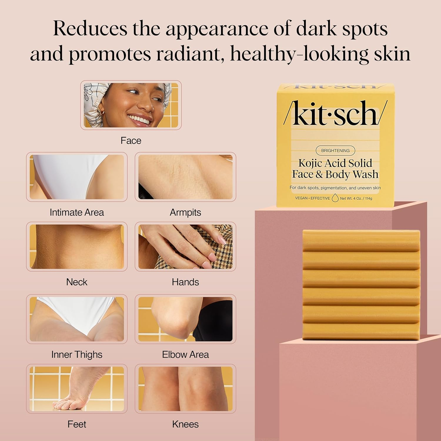 Kitsch Kojic Acid Soap for Hyperpigmentation - Brightening & Hydrating Kojic with Turmeric Soap Bar - Reduces Dark Spots, Evens Skin Tone, with Hyaluronic Acid & Shea Butter, Paraben & Sulfate-Free image number 2