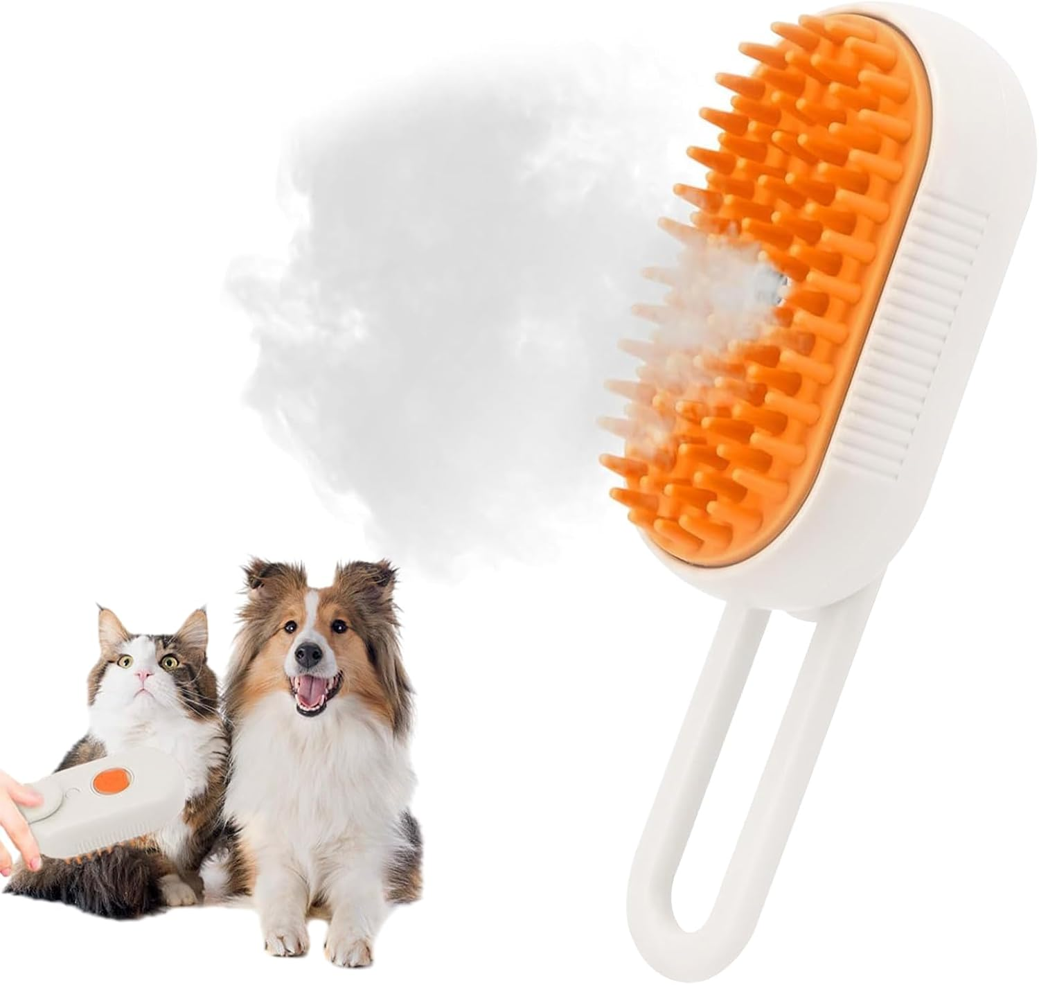 Cat Brush with Steam Pet Spray Massage Comb Steam Brush Dog Steamy Brush Cat Pet Hair Brush Cat Massage Brush Cats and Dog Care to Eliminate Flying Hair Care Massage (Orange) image number 3