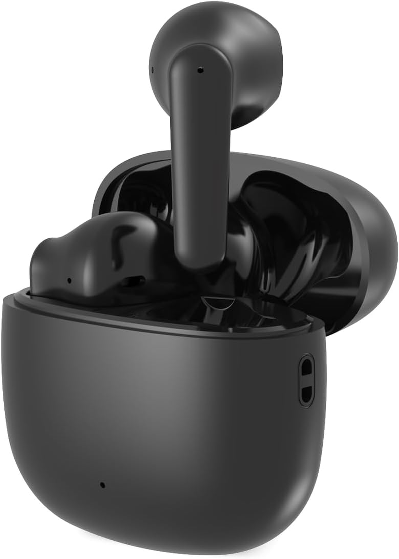 Contact Twins Nano Wireless Headphones with TWS Technology (True Wireless Stereo), Lightweight and Minimalist Headphones with up to 19 Hours Battery Life, Black