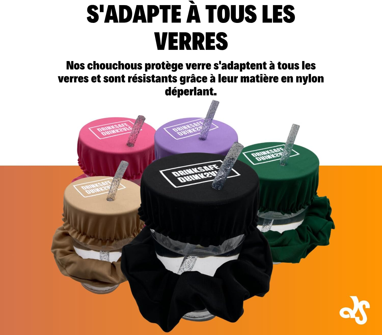 Drinksafe I Drug Glass Hair Scrunchie Reusable Leakproof for Parties and Festivals I Purple image number 6