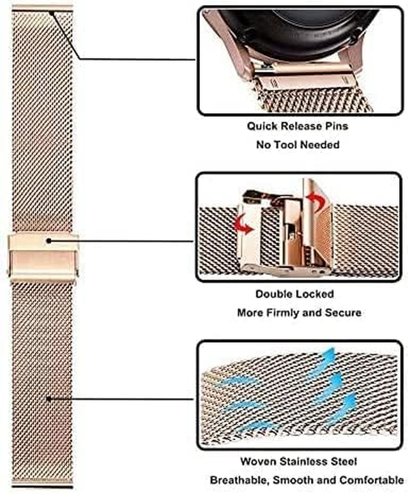 SENLY Compatible with Garmin Venu 2S/ Vivomove 3S/ Vivoactive 4S Band, 18Mm Metal Stainless Steel Adjustable Replace Replacement Bands Fitness Strap for Garmin Venu 2S/Garmin Vivomove 3S image number 4