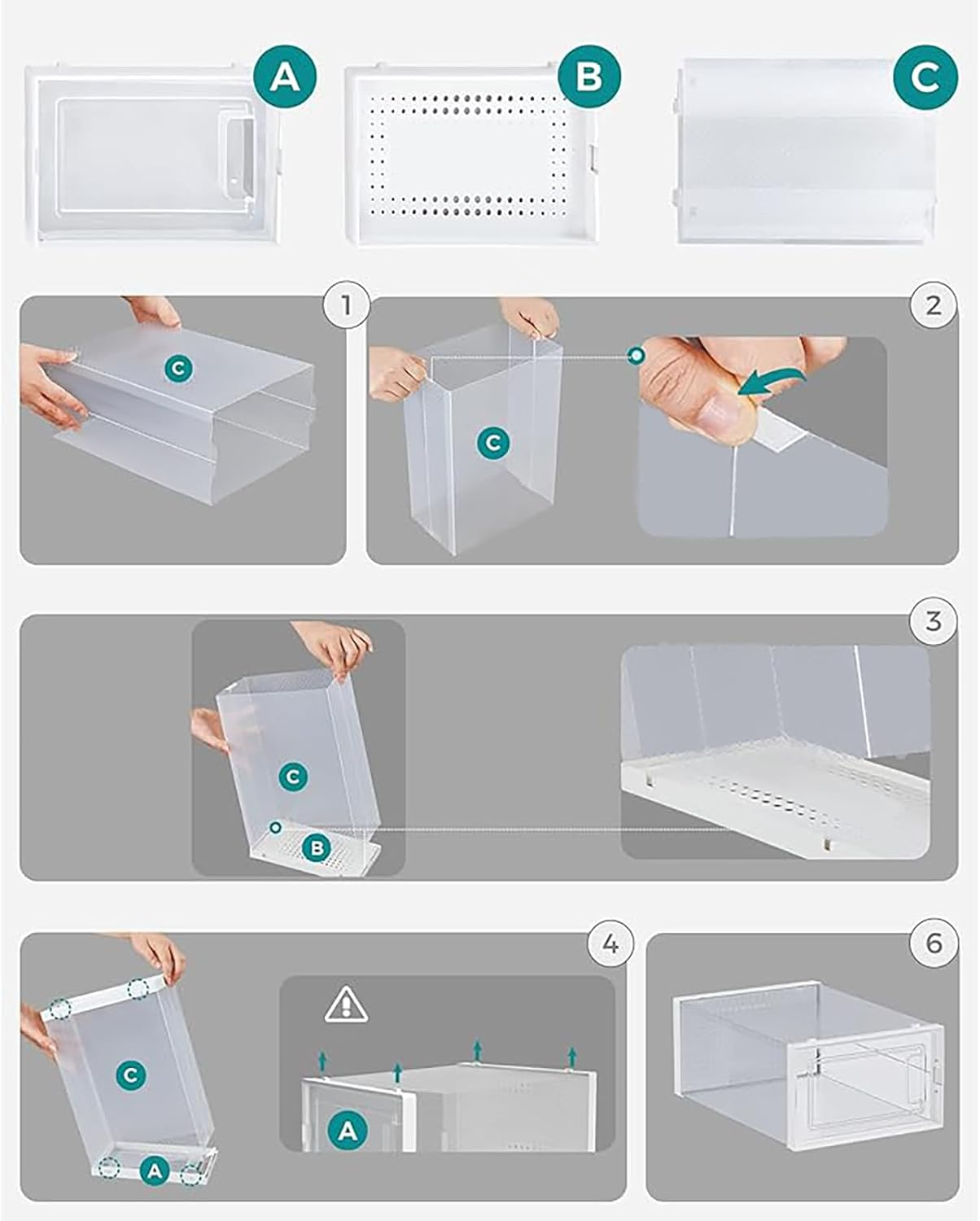 Xoxel 12-Pack - Large Shoe Storage Box, Clear Dustproof Stackable & Foldable Organizer Dust-Free Closet Space Saver with Ventilation（Black） image number 4