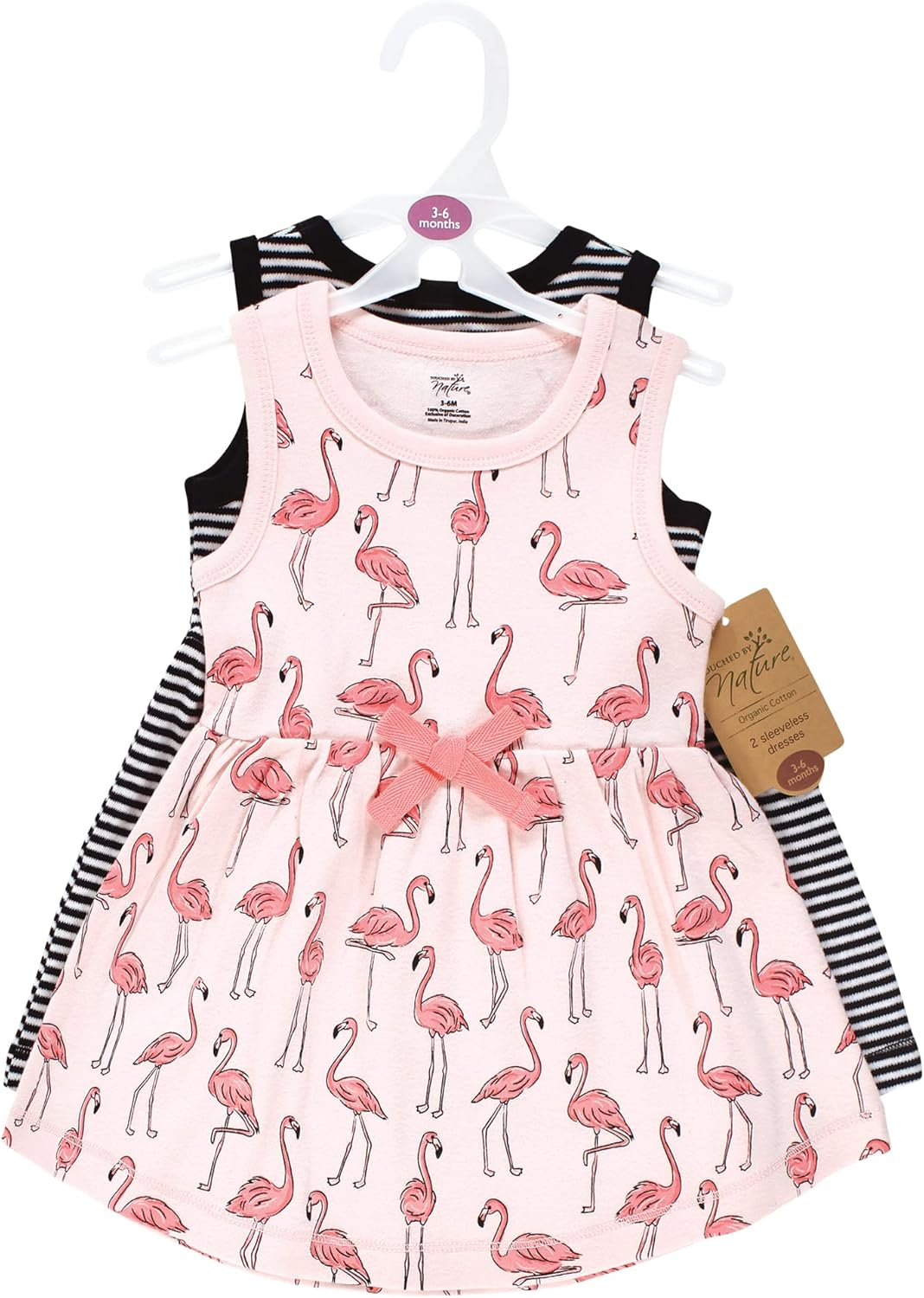 Touched by Nature Girls, Toddler, Baby and Womens Organic Cotton Short-Sleeve and Long-Sleeve Dresses, Pink Flamingo, 6-9 Months image number 3