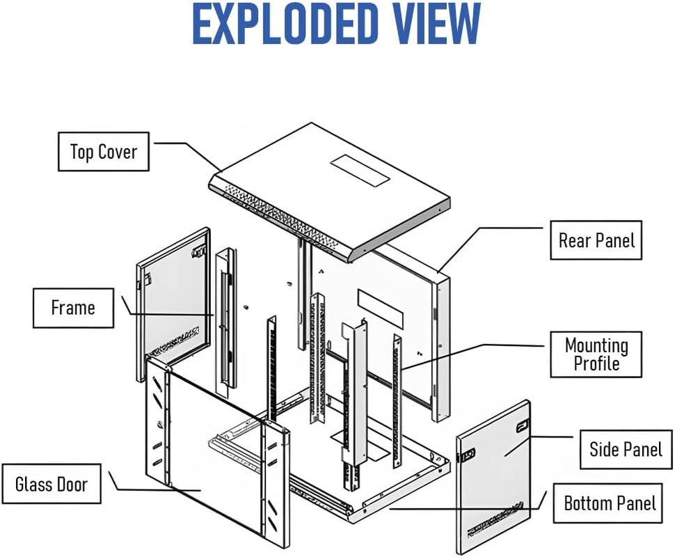 4U Network Data Cabinet Server Rack Wall Mount LAN Rack IT Equipment Max Load 20Kg with Lockable Glass Door/Removable Side Panels 400Mm Deep Overall 0.6Mm image number 4