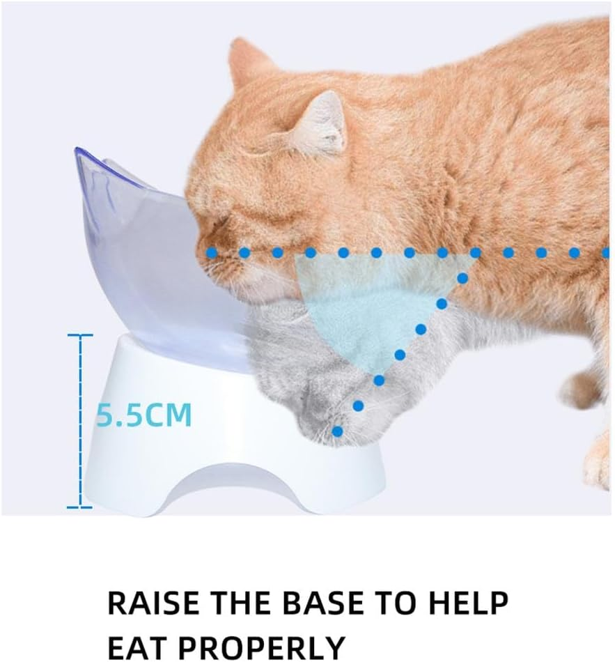 Double Elevated Cat Bowls with Raised Stand, Cat Bowls Elevated Cat Food Water Bowls Set 15&deg; Tilted Raised Cat Bowls for Cats Small Dogs Kitten Dishes Rabbits, anti Vomiting Reduce Neck Pain/1604 image number 1