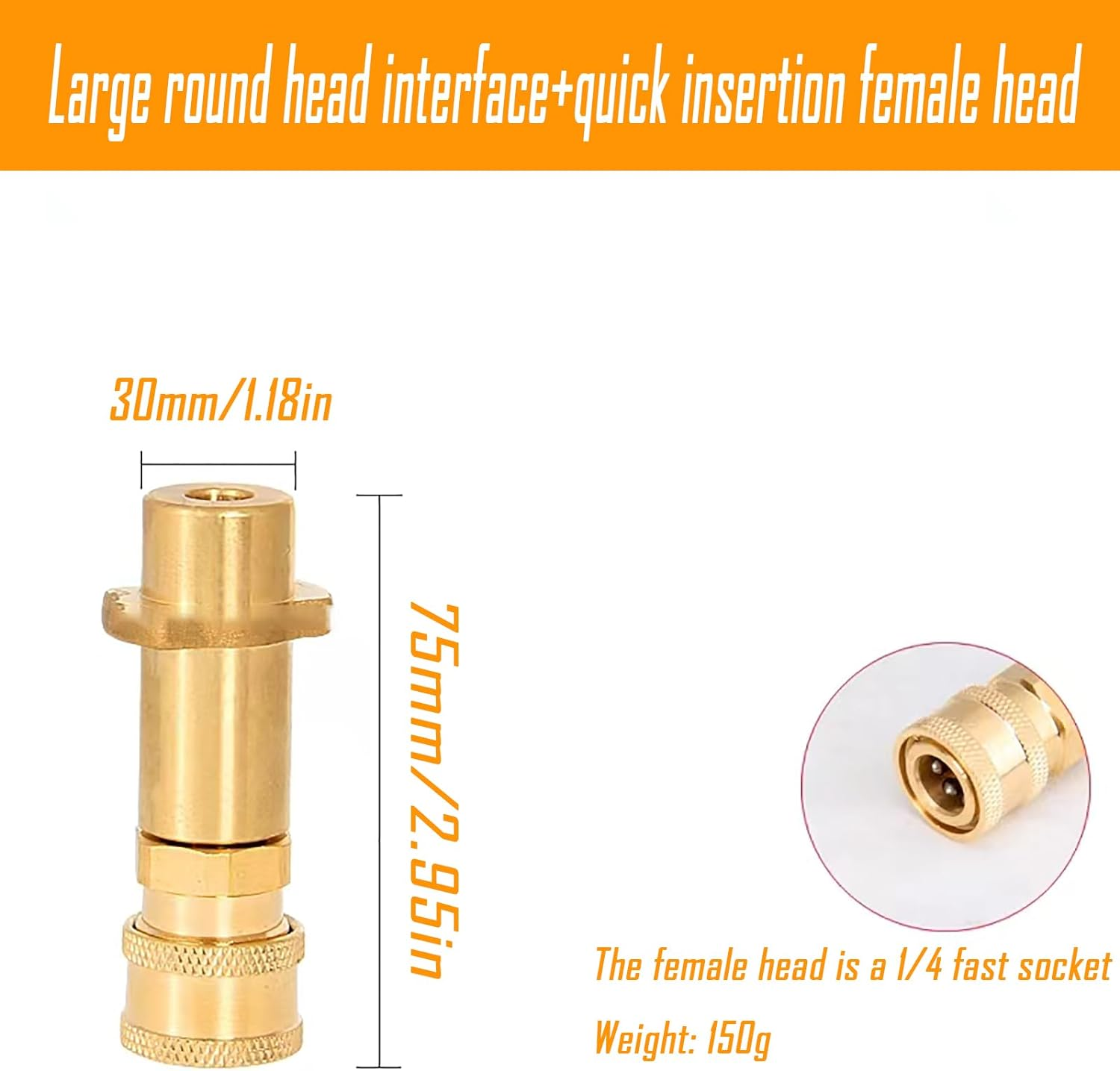 Brass Pressure Washer Gun Adapter with 1/4" Female Quick Connect Fitting,With 5-Pack Nozzles Spray Tips Multiple Degrees,Fit K Archer K Series,Nice with Foam Cannon image number 2