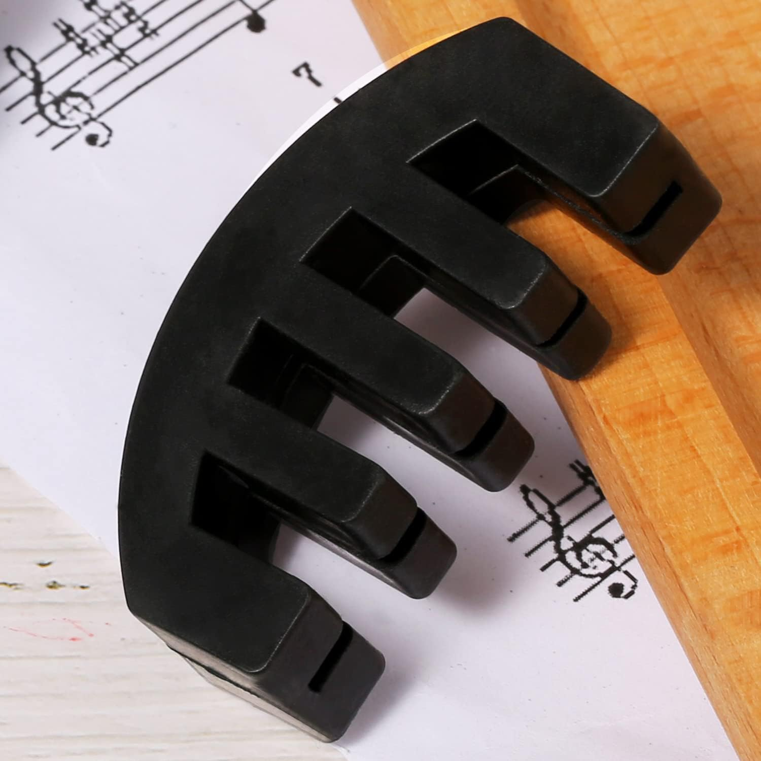 4Pcs Rubber Violin Mute, 2Pcs Claw Style & 2Pcs round Tourte Violin Mute Black Practice Mute Violin Ultra Practice Silencer for Musical Instruments image number 4