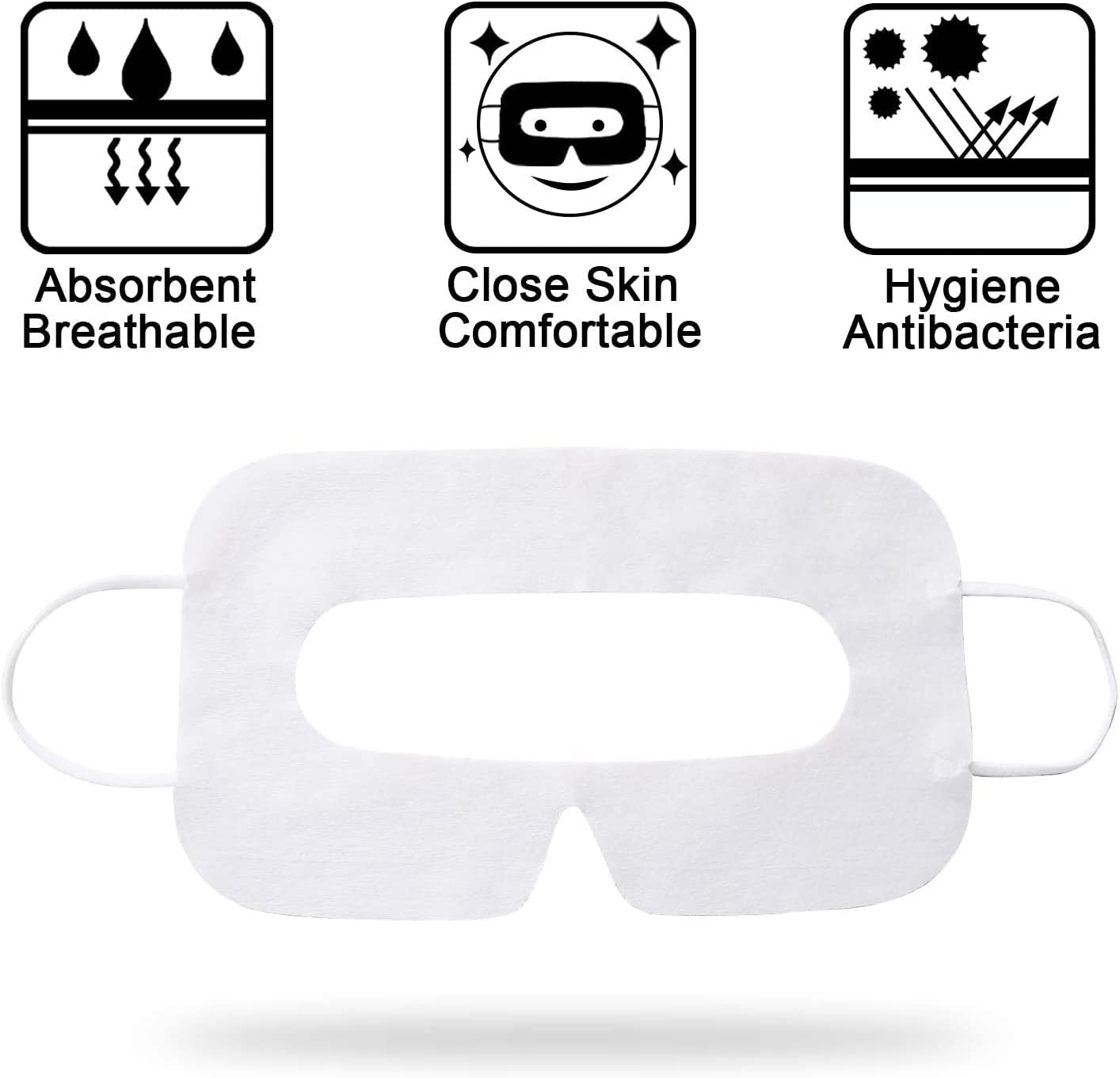R&B ZONE 100 Pcs Disposable VR Face Mask Hygienic Breathable Nonwoven Spunlace Cover Pad for HTC Vive or Pro/Ps Vr/Gear VR/VR Box/Playstation Vr/Hololens/Microsoft MR Headset/Pico/Vr Headsets image number 1
