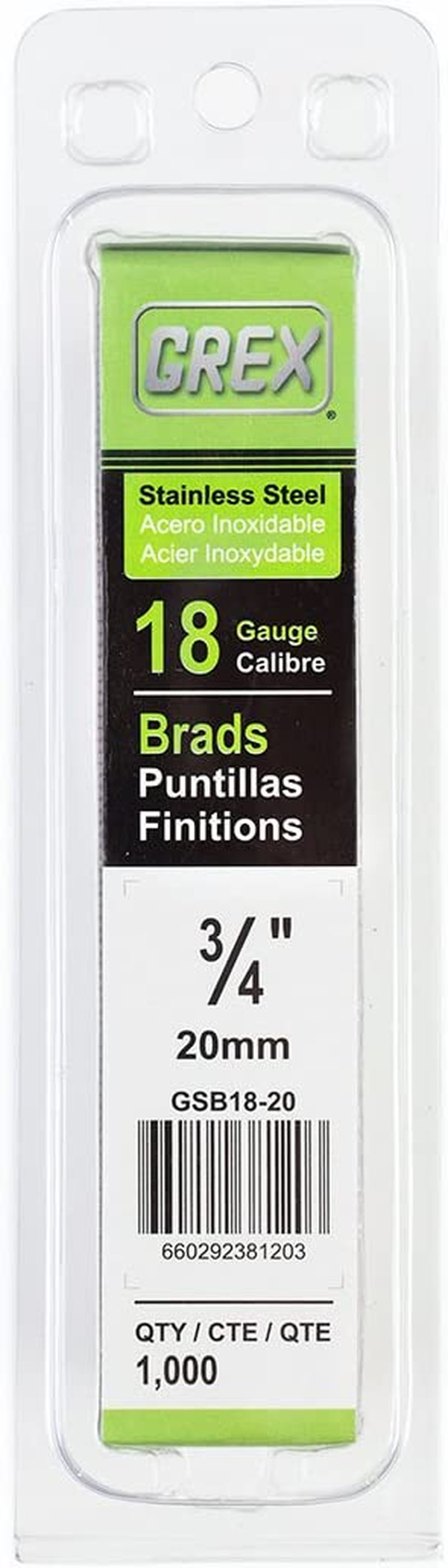Grex GSB18-38 1-1/2 In. 18 Ga. Brad Nails, Stainless Steel 304, 1M image number 1