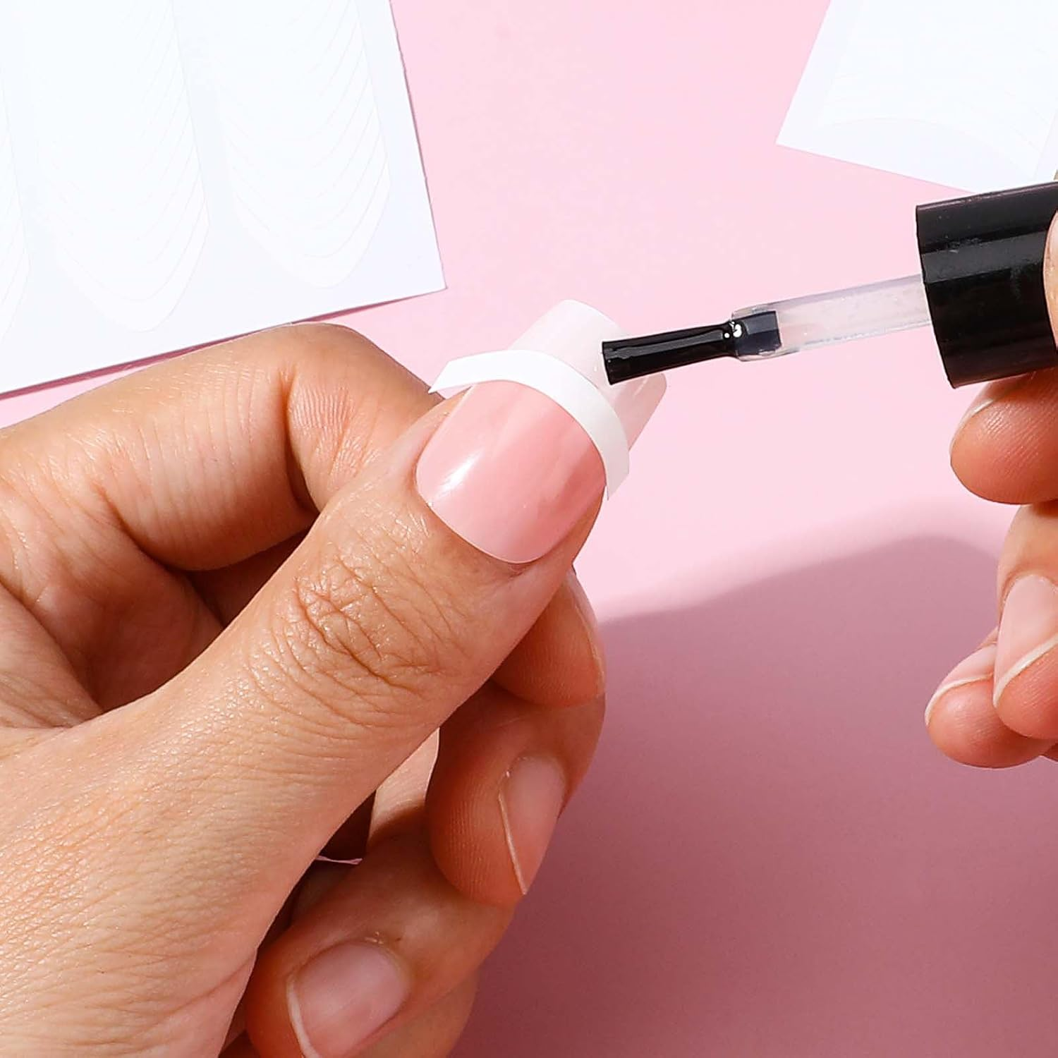 Oruola 40 Sheets 1620 French Tips Self-Adhesive Manicure Strips 4 Designs White French Tip Nails for Women Girls DIY Tools image number 1