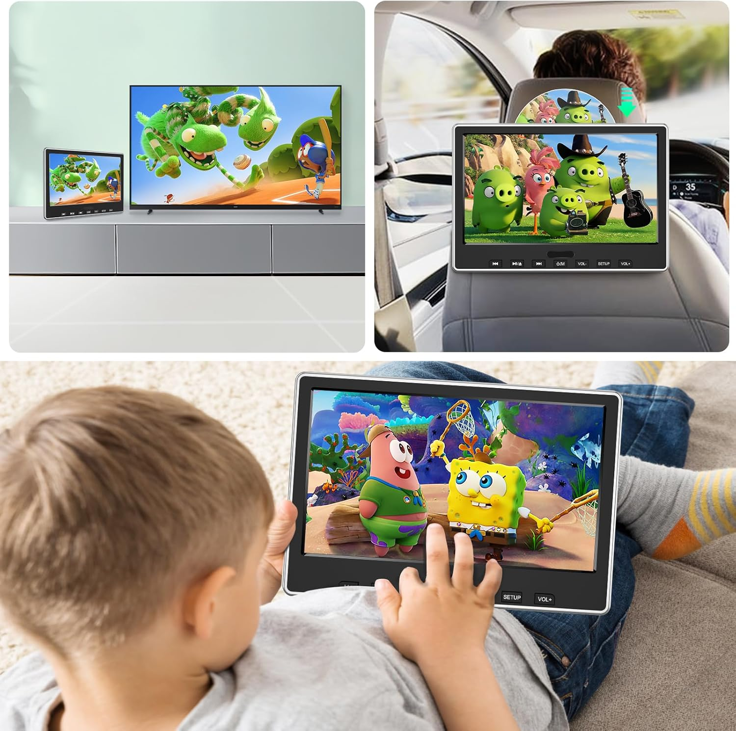 Eonon 10.1 Inch Car DVD Player with Headrest Mount, Headrest DVD Player with Headphone, Suction-Type Disc In, HDMI Input, Support USB/SD Card, AV In/Out, Last Memory, Region Free - L0327 image number 4