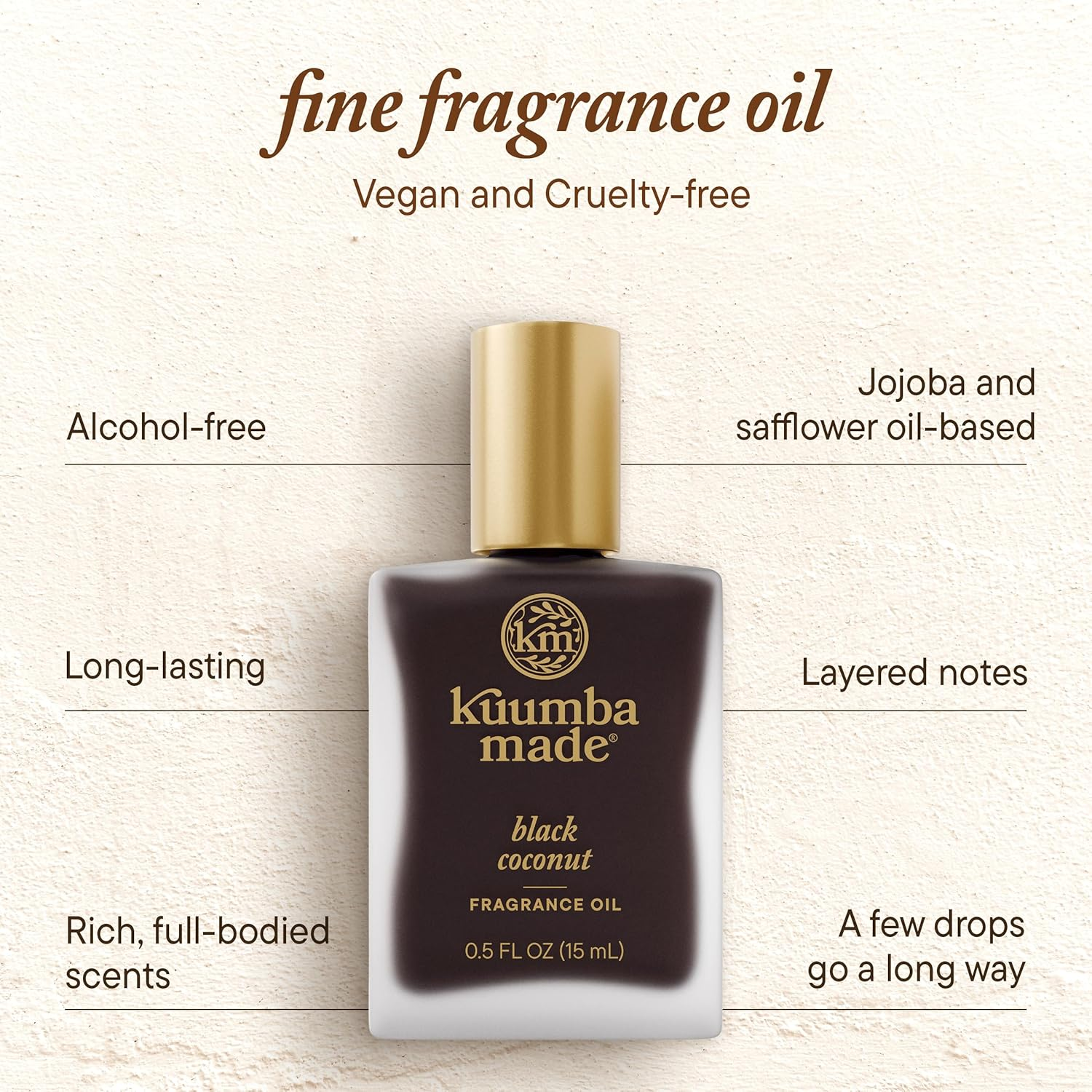 Kuumba Made Black Coconut Fragrance Oil, Long-Lasting Small-Batch Perfume Roller, Vegan, Alcohol-Free, 0.5 Fl Oz Fl Oz image number 2