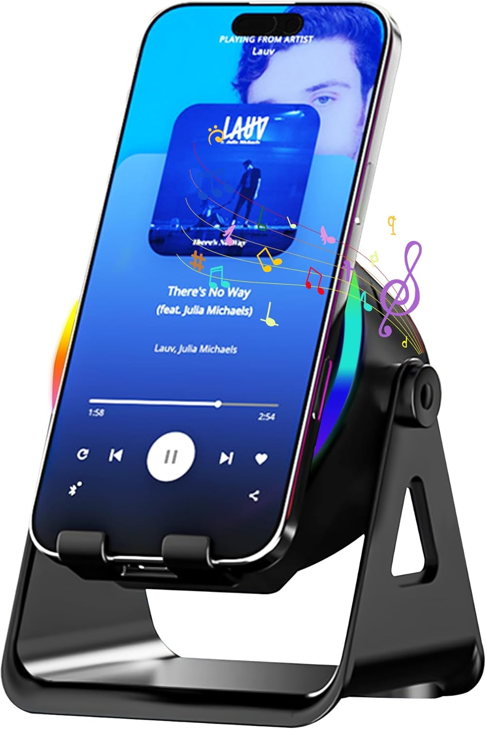 BGFOX Wireless Induction Bluetooth Speaker,3 - in - 1 Multifunctional with RGB Lights Wireless Induction Speaker,360&deg; Rotation Phone Holder Compatible for Tablet Iphone Android, Gifts for Men Women