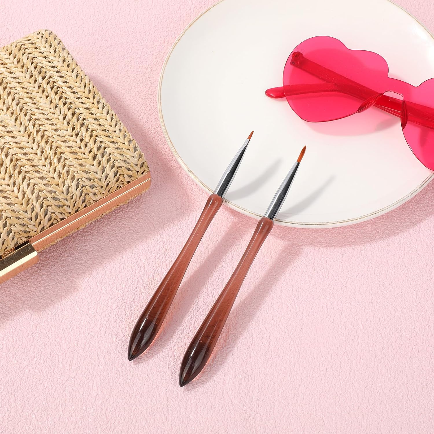 2Pcs Nail Design Brushes, Professional Versatile Nail Drawing Pens Acrylic Paint Brushes Tools for Painting Flowers Leaves Petals Fine Line and Intricate Art Designs image number 5