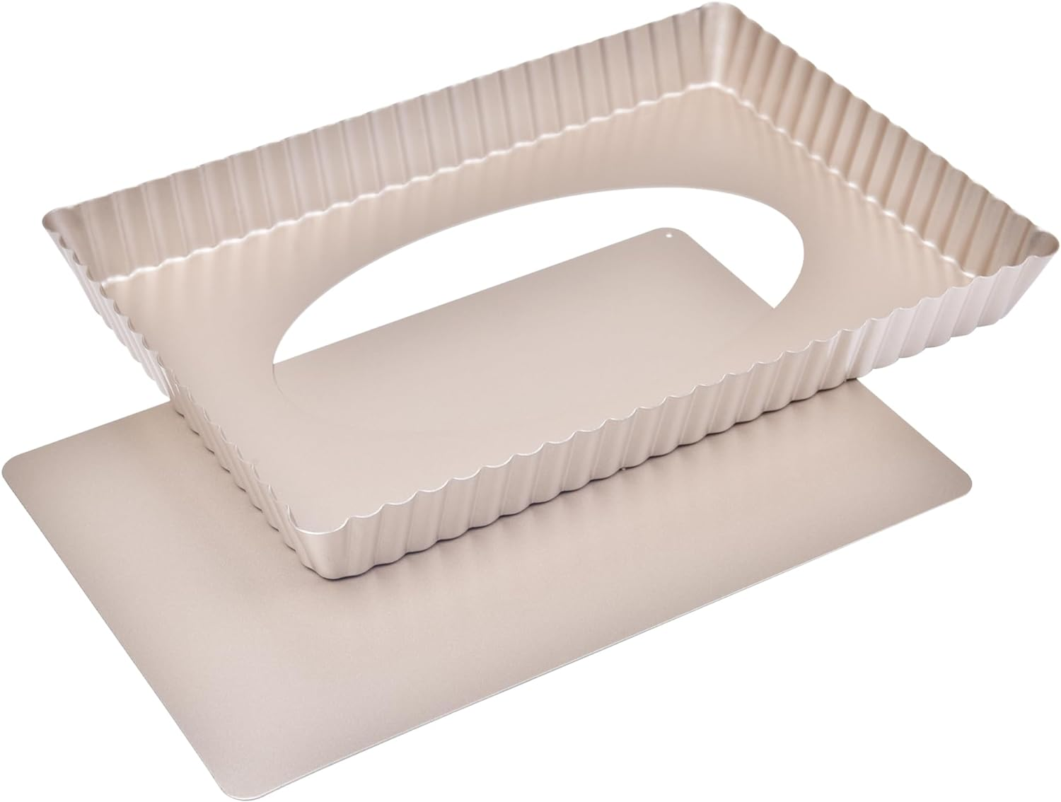 Rectangle Tart Pan, 13-Inch with Removable Loose Bottom Non-Stick Oblong Quiche Bakeware for Oven Baking (Champagne Gold) image number 5