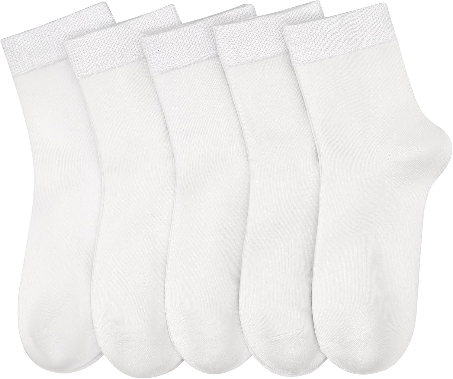 Women Thin Cotton Socks Comfort Breathable Bootie Socks above Ankle Crew Socks 5 Pairs image number 4