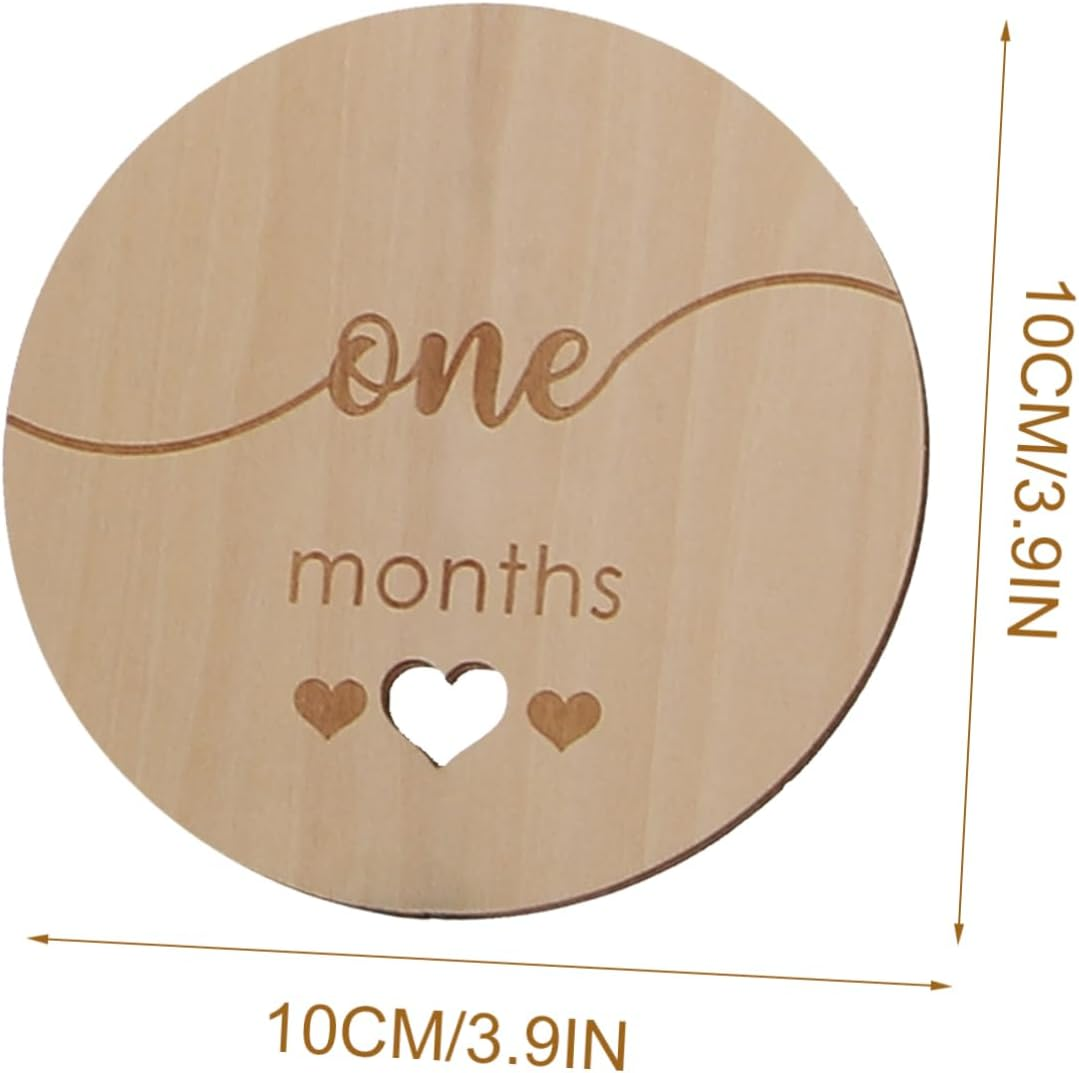 1Set Cards Wooden Monthly Growth Announcements for Photo Props to Track Newborn Development and Capture Cherished Memories image number 4