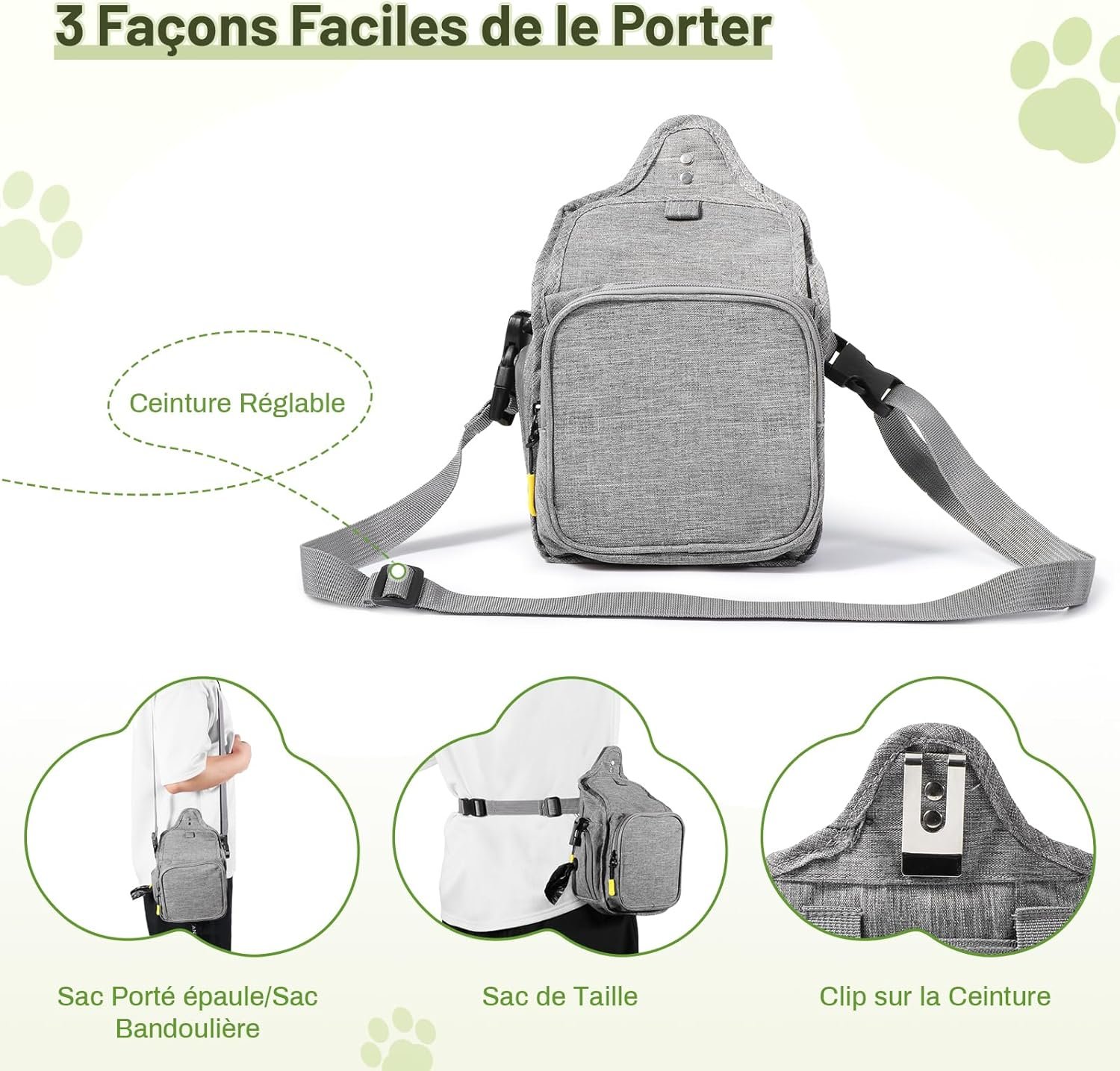 Aurora & Tithonus Dog Treat Bag, Dressage Treat Bag for Dogs, Adjustable Belt with Dispenser for Dog Poop Bags, for Training Dog Walking (Grey), Gray, Dog Treat Bag image number 2