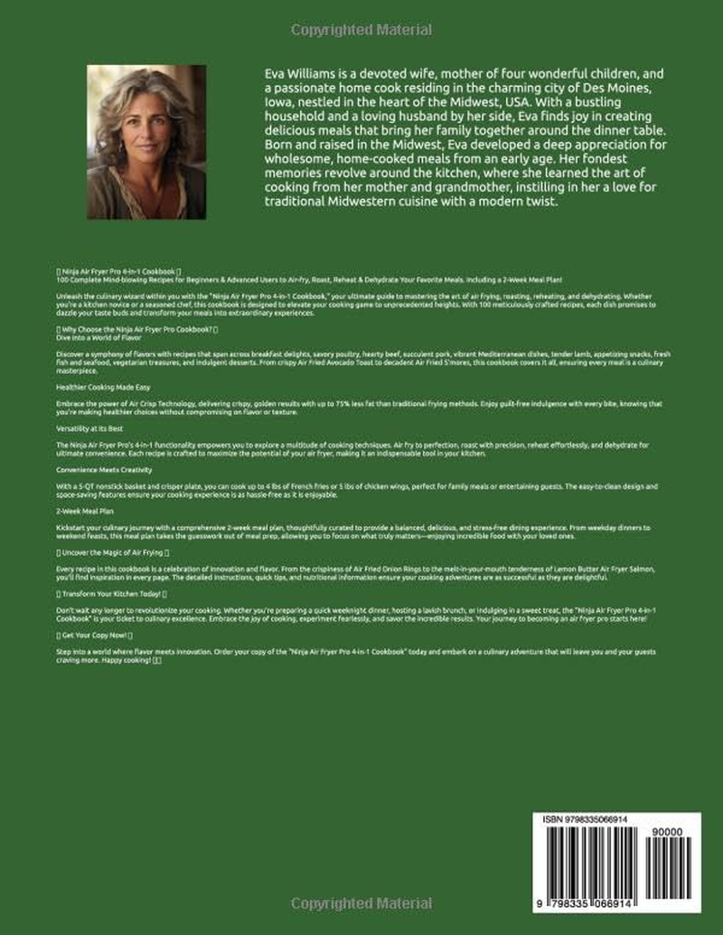 Ninja Air Fryer Pro 4-In-1 Cookbook: 100 Complete Mind-Blowing Recipes for Beginners & Advanced Users to Air-Fry, Roast, Reheat & Dehydrate Your Favorite Meals. Including 2-Week Meal Plan image number 1